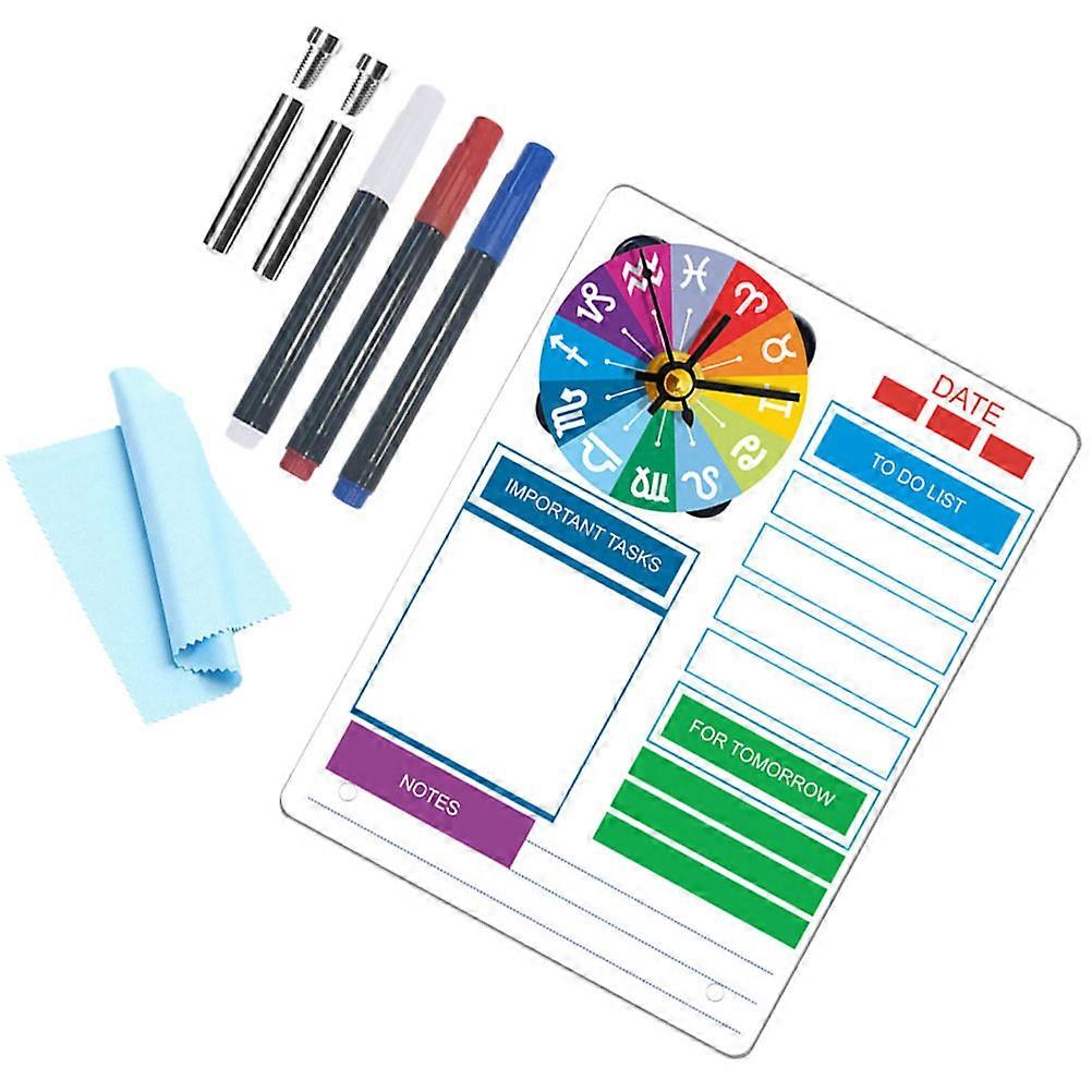 Acrylic Whiteboard Tabletop Dry Erase Board with Clock for Home Use 4Sets
