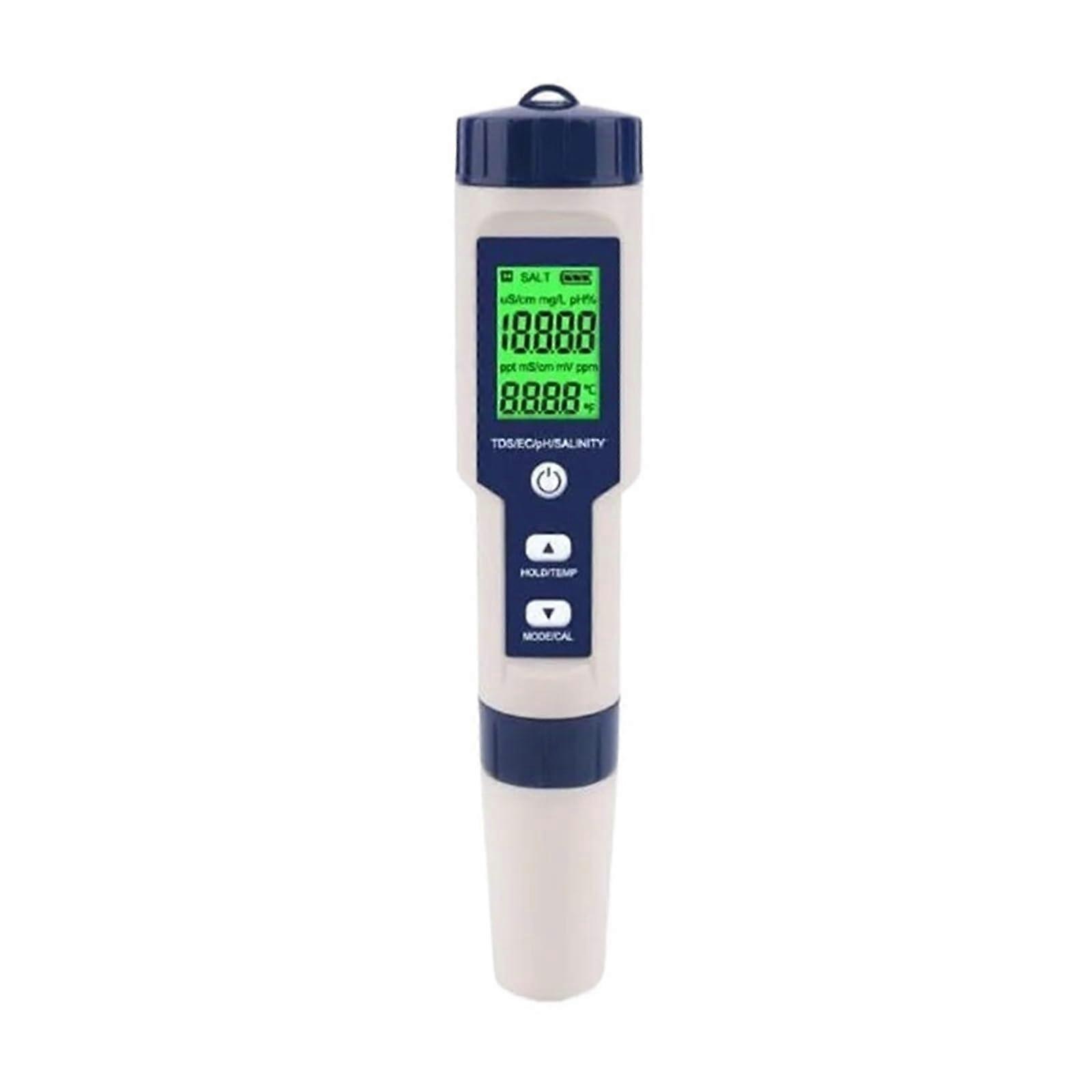 5 In 1 PH Meter Water Quality Tester TDS EC PH Salinity Temperature Meter For Pools And Aquariums Widely Applicable