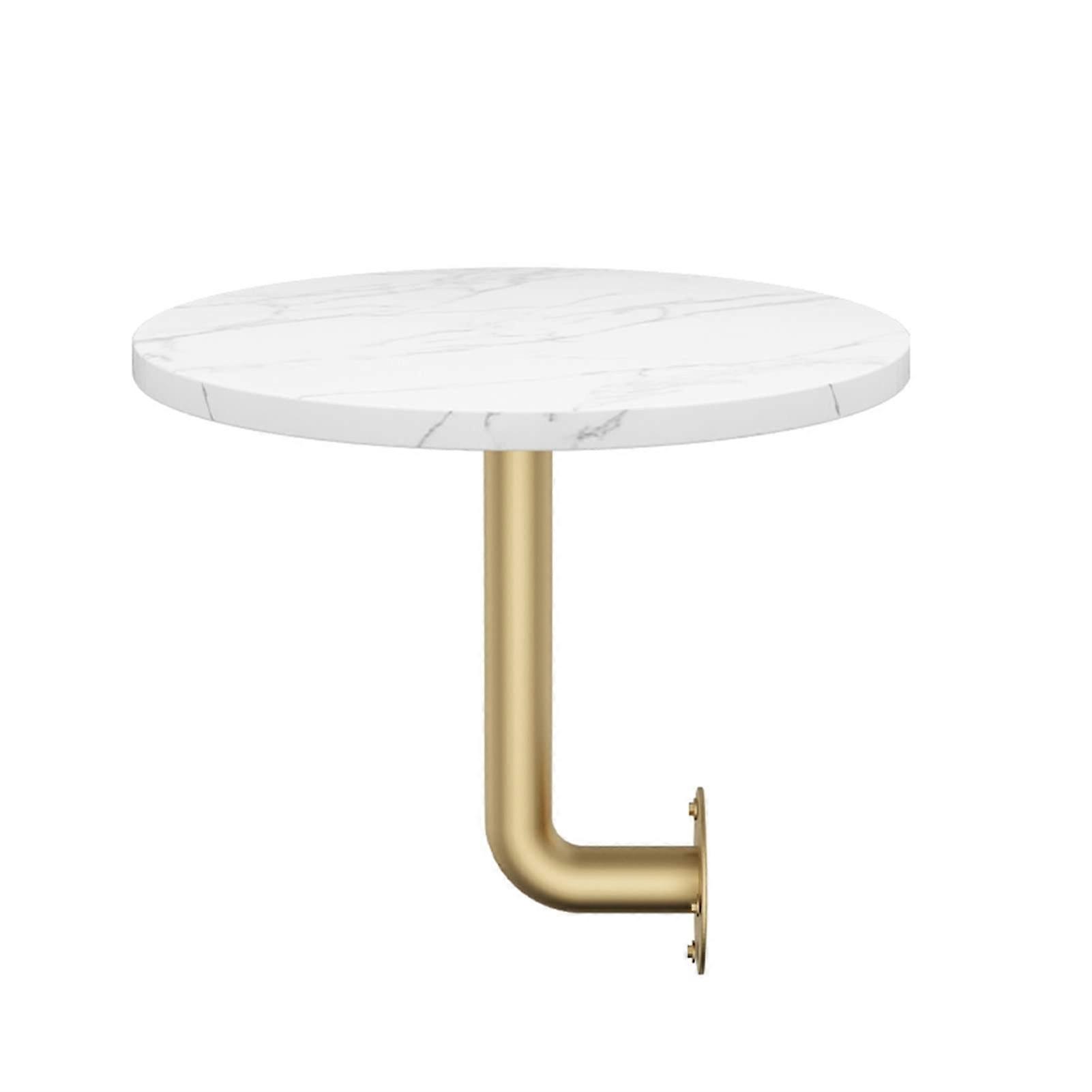 Nordic WallMounted Coffee Table Round Marble White 15.7Inch Diameter Modern Small Round Cocktail Table Bar End Table