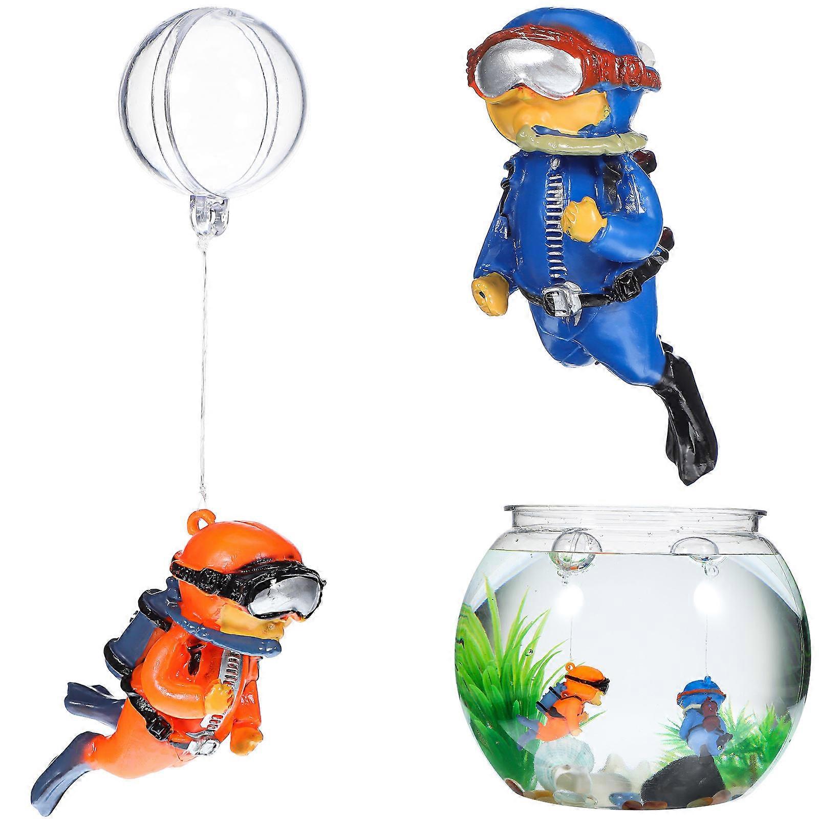 Aquarium Decorations Resin Floating Diver Figurines for Fish Tank 8Pcs