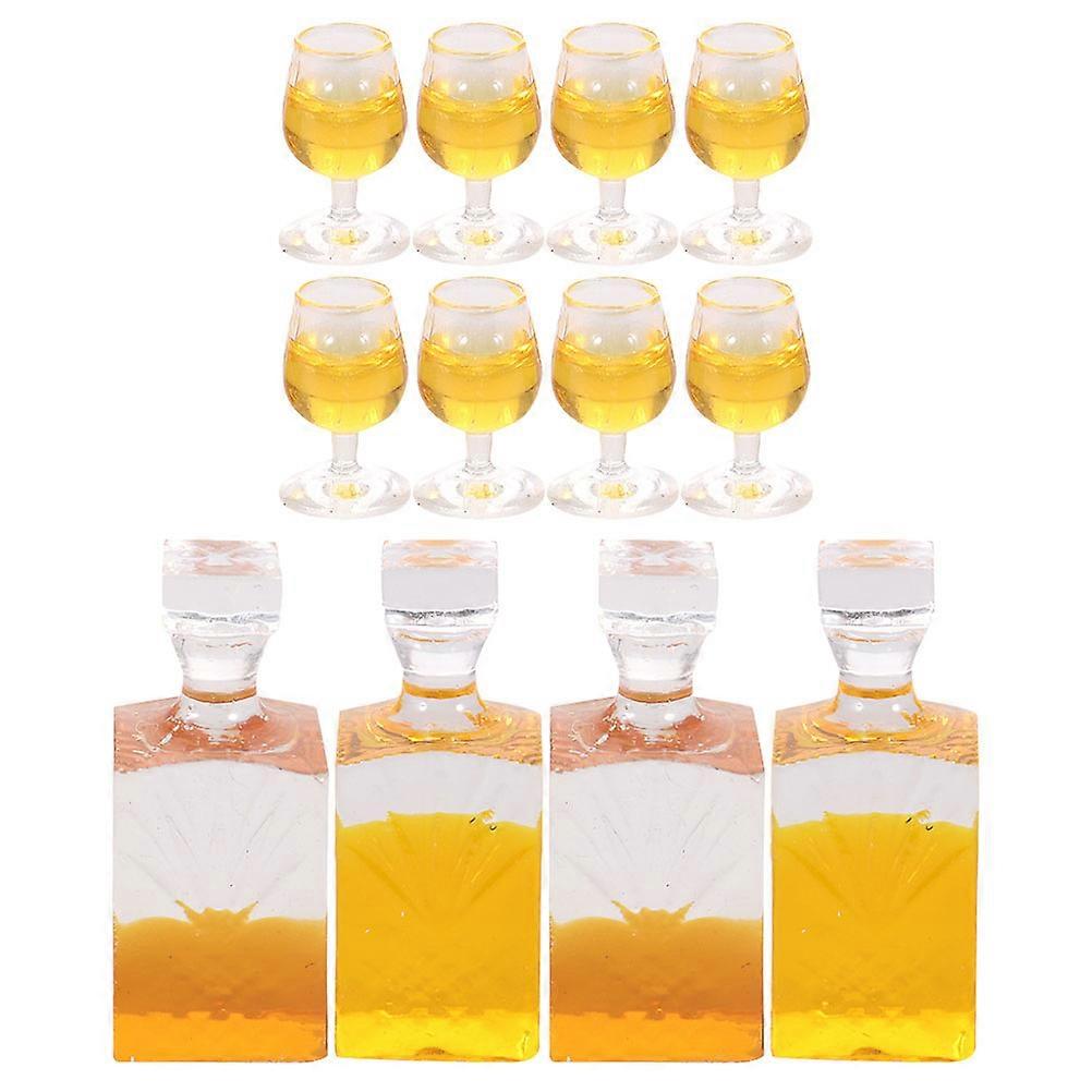 Mini Wine Bottles Miniatures for Pretend Play 4Sets Decorative Assorted