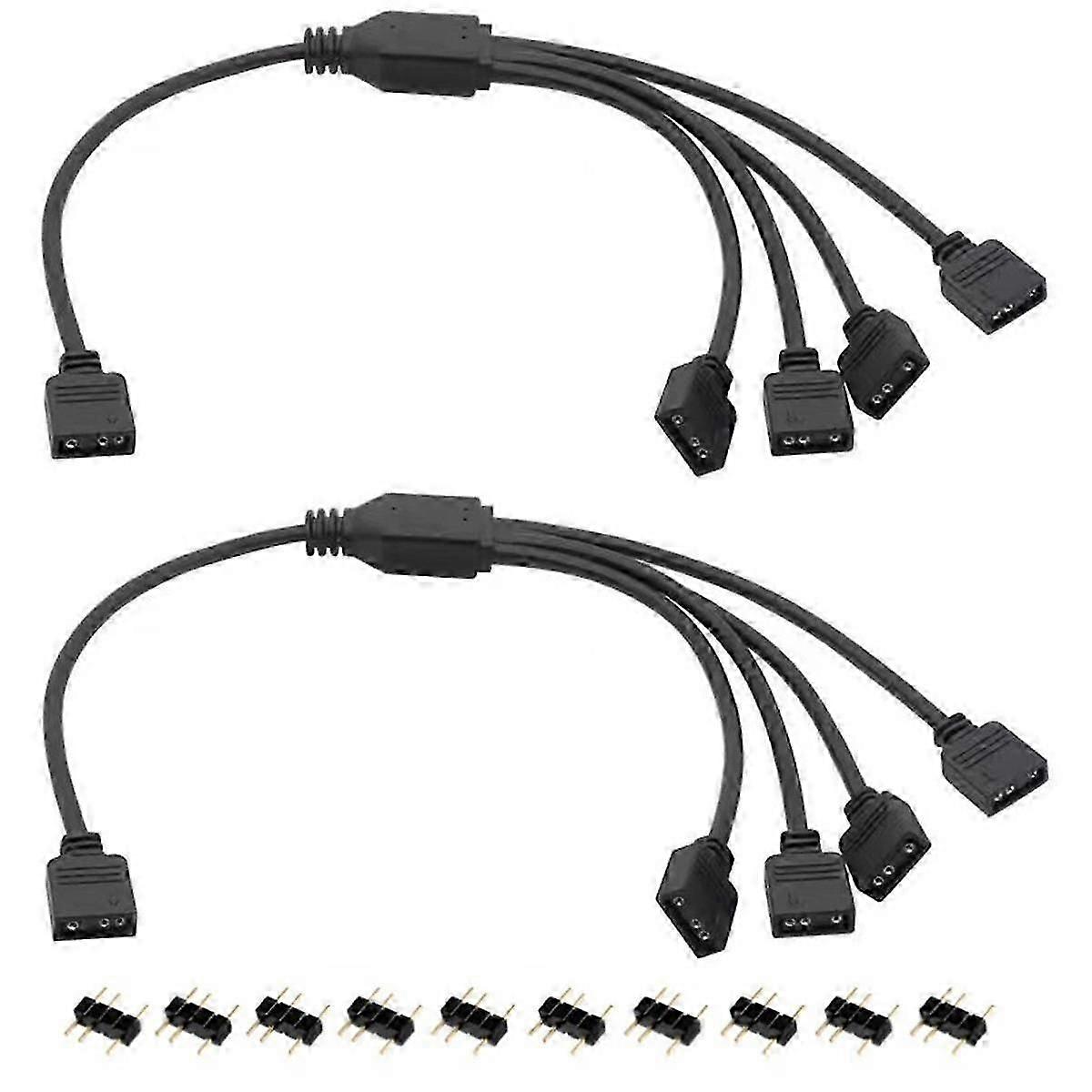 2 Adet ARGB Ayırıcı Kablo, 1-4 Dişi - Dişi 5V 3 Pin Adreslenebilir RGB Bölücü Uzatma Kablosu ARGB LED Senkronizasyon Kablosu