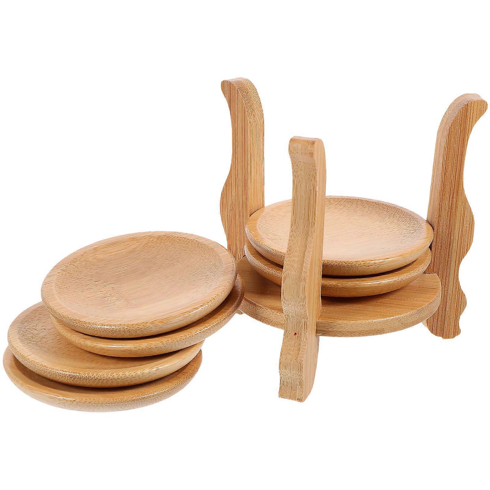 Aesthetic Coasters Bamboo Coaster Set Round Shape for Tea Table Decoration Protective 1 Set