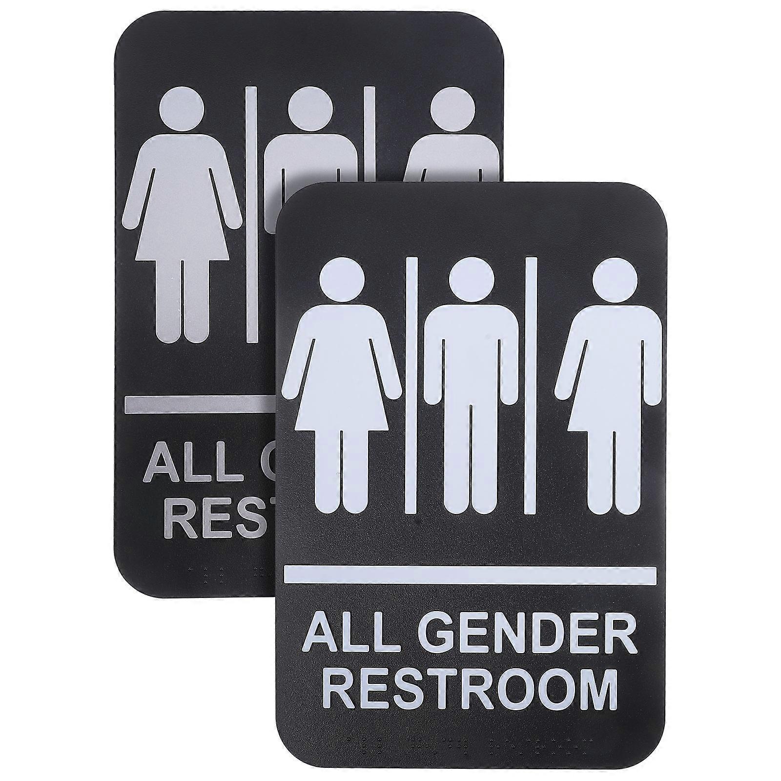 Braille Unisex Bathroom Sign 8Pcs Simple Installation High Visibility Gender Neutral Restroom Sign For General Users With Durable ABS Material