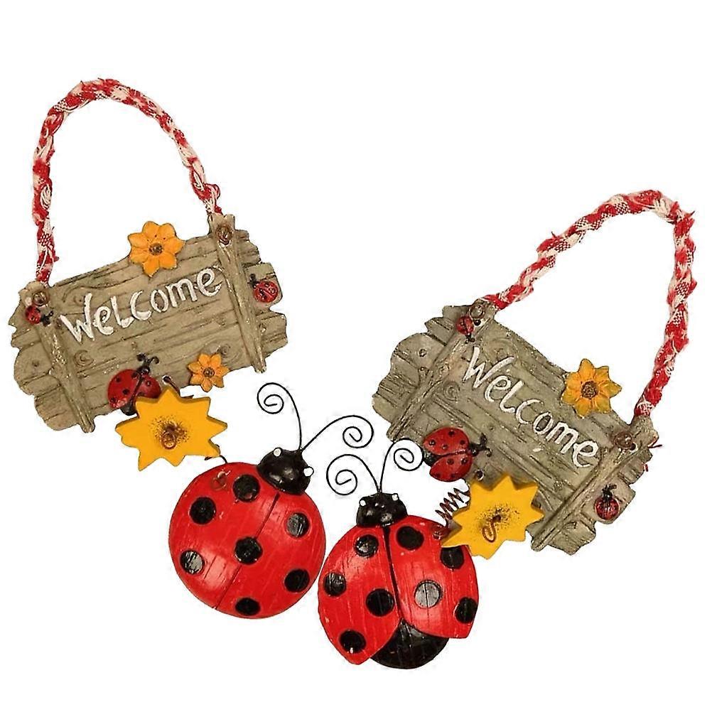 Sunflower Ladybug Resin Door Decor Welcome Pendant for 6Pcs Hanging