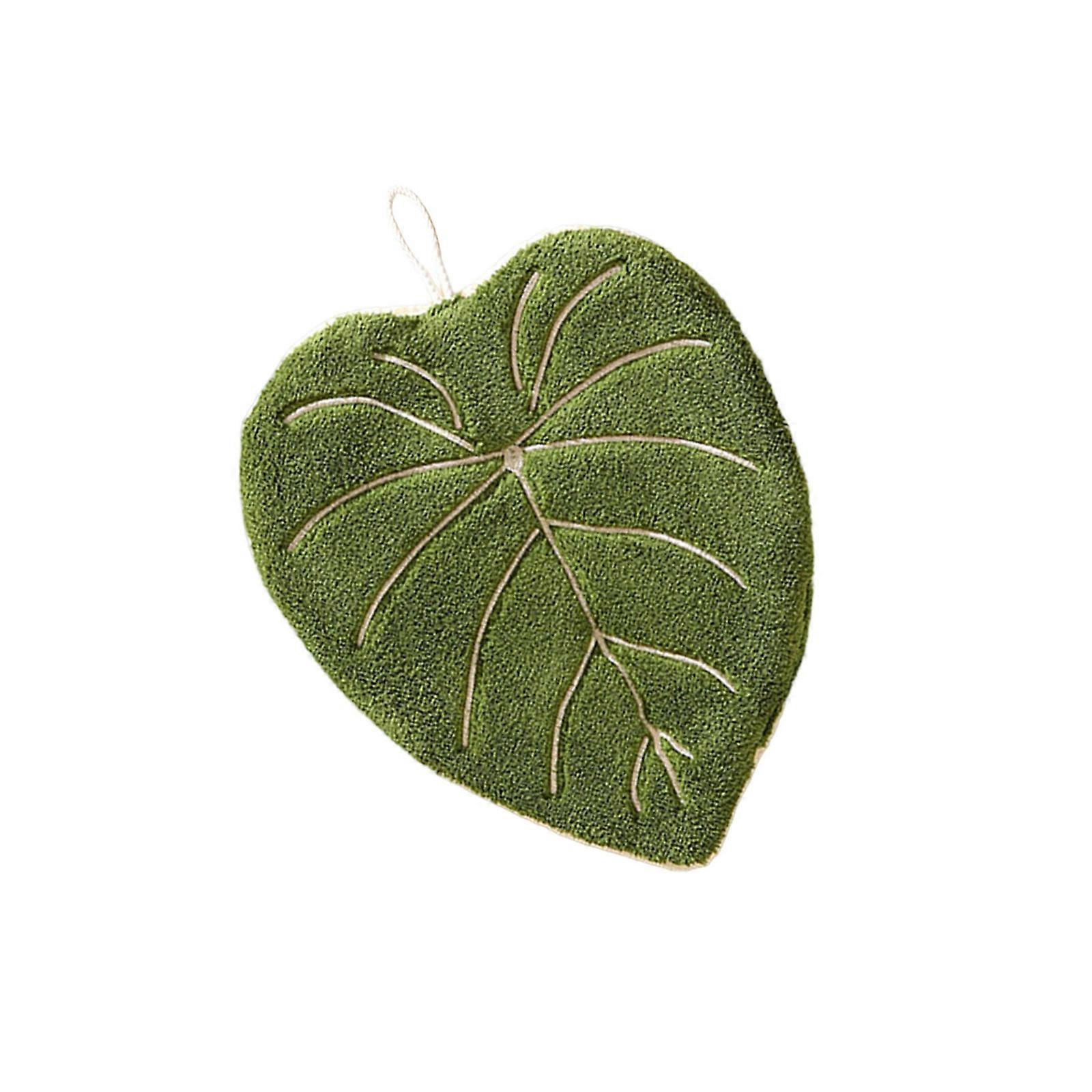 Leaf Pattern Hand Towel Thick Corals Fleece Fast Drying Hanging Loop Kids Bath Kitchen Accessories Multicolor