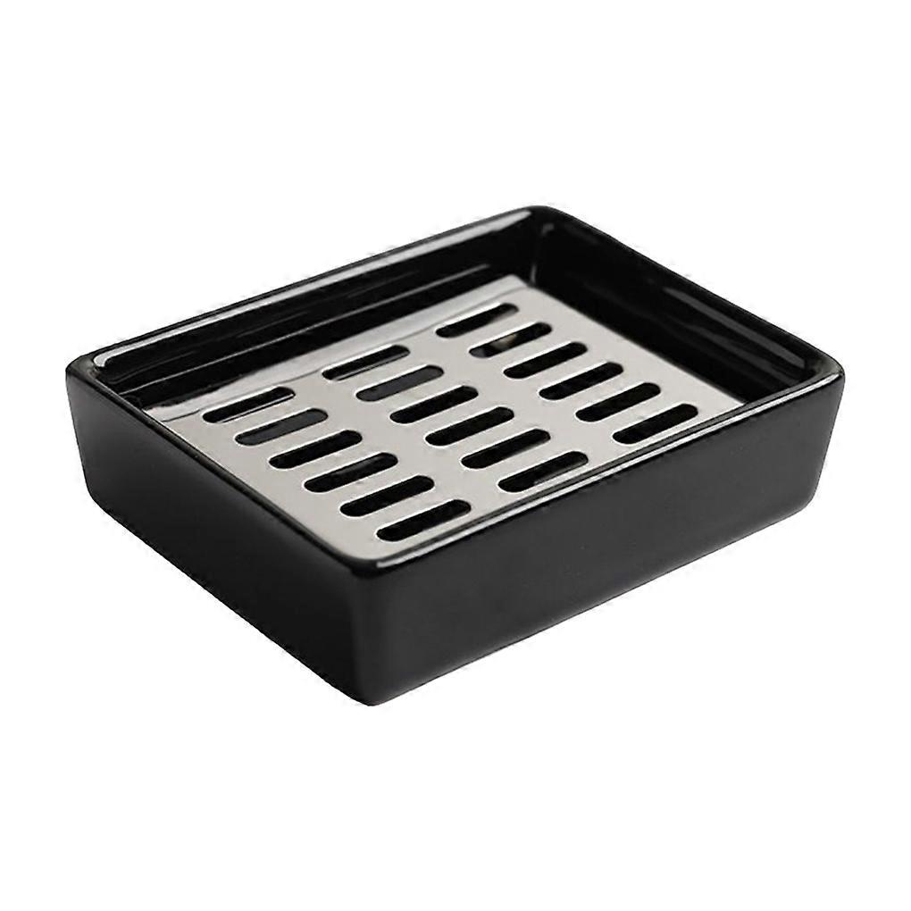 Sponge Holder Sink Brush Tray Organizer Reusable Rectangular Black Glossy