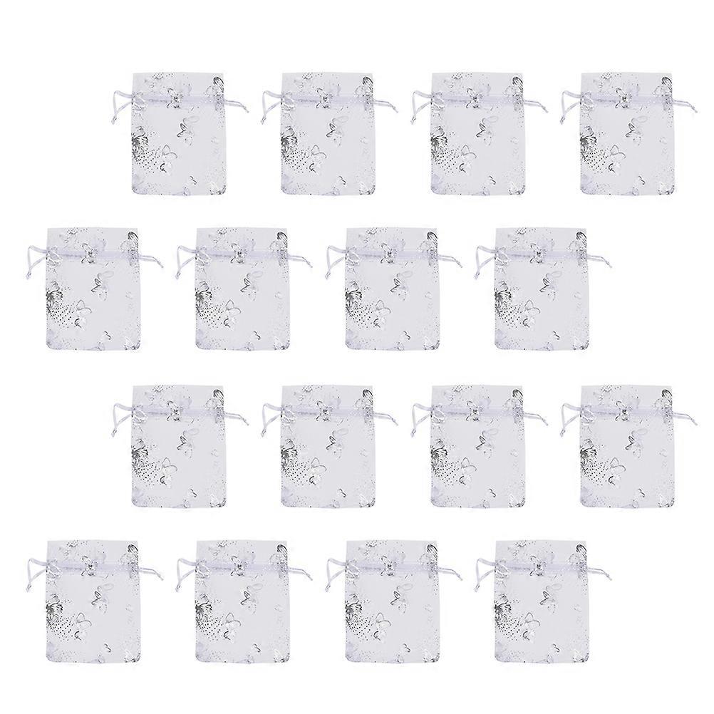 Butterflies Pattern Drawstring Pouch 100Pcs Suitable For Festivals Holding 4.72X3.54In White