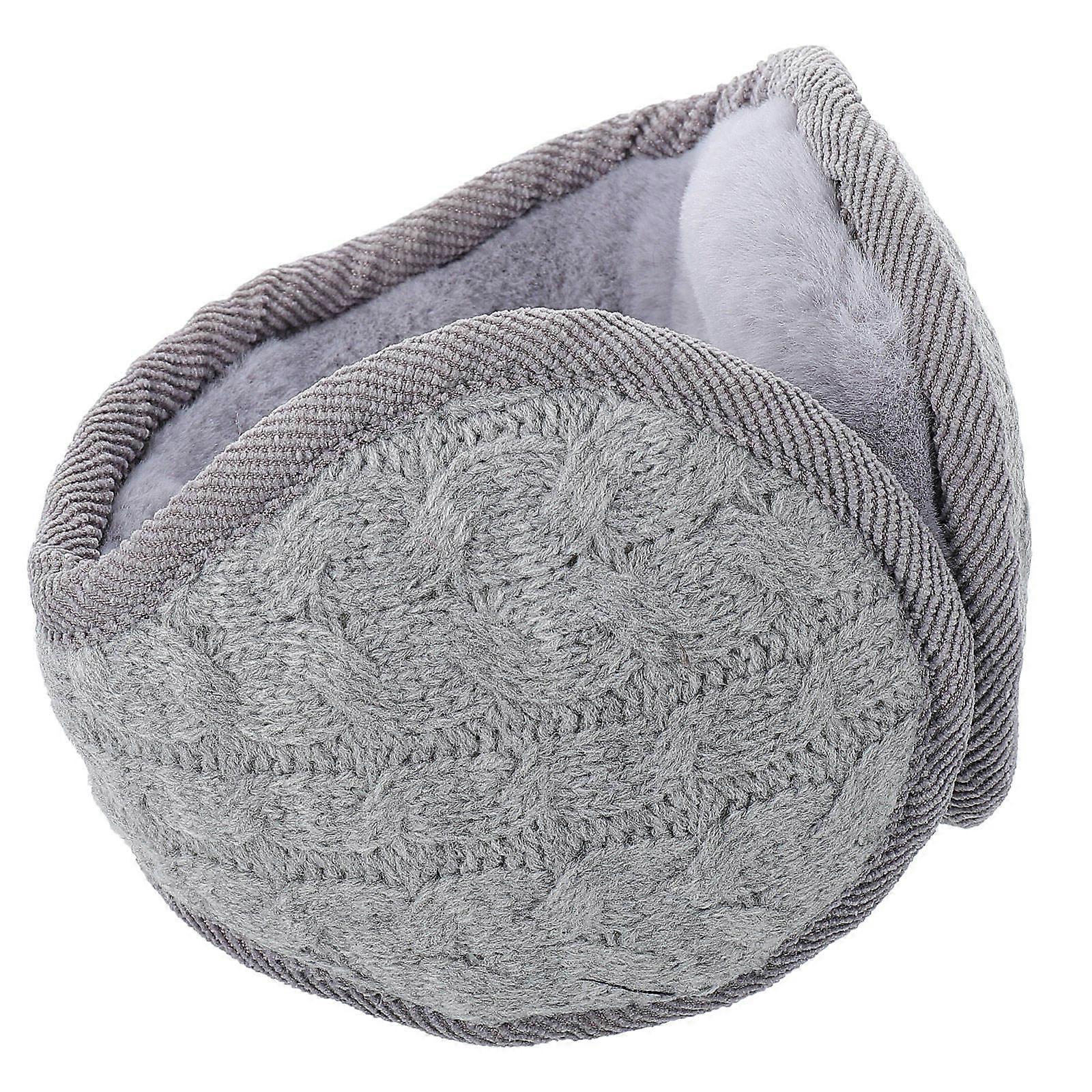 Grey Warm Cotton Ear Muff for Winter Use 2Pcs Foldable Ear Warmer