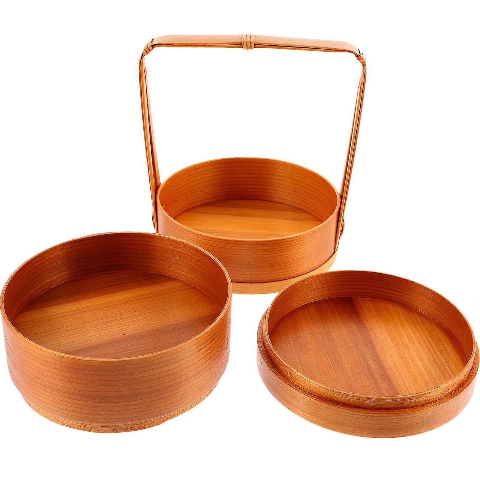 Portable Food Containers Japanese Bento Box Double Layer Lunch Container Coffee 15X17.5CM 1Set