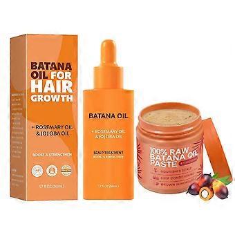 2 in 1 Raw Batana Oil for Hair Growth Set - 100% Pure Organic Batana Oil for Thicker & Stronger Hair - Batana Oil with Rosemary & Jojoba Oil, Prevent
