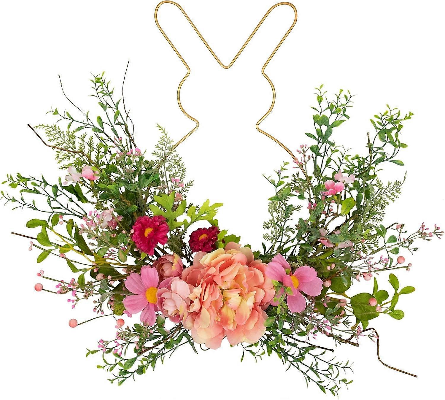 16" Bunny and Mixed Floral Wall Hanging Easter Decoration