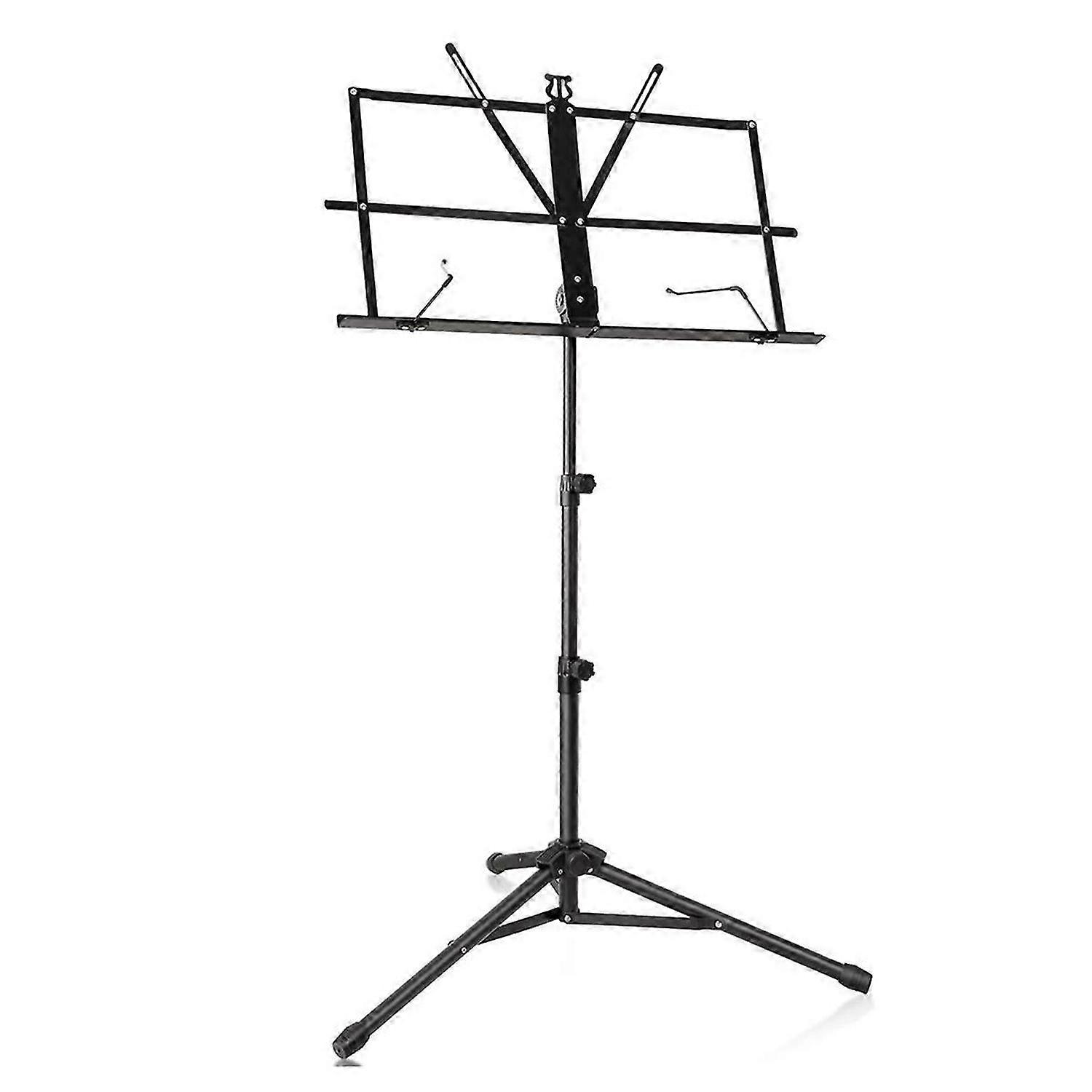 Metal Sheet Music Stand Portable, Adjustable Podium Stand with Tripod Base and Sheet Music Folder -