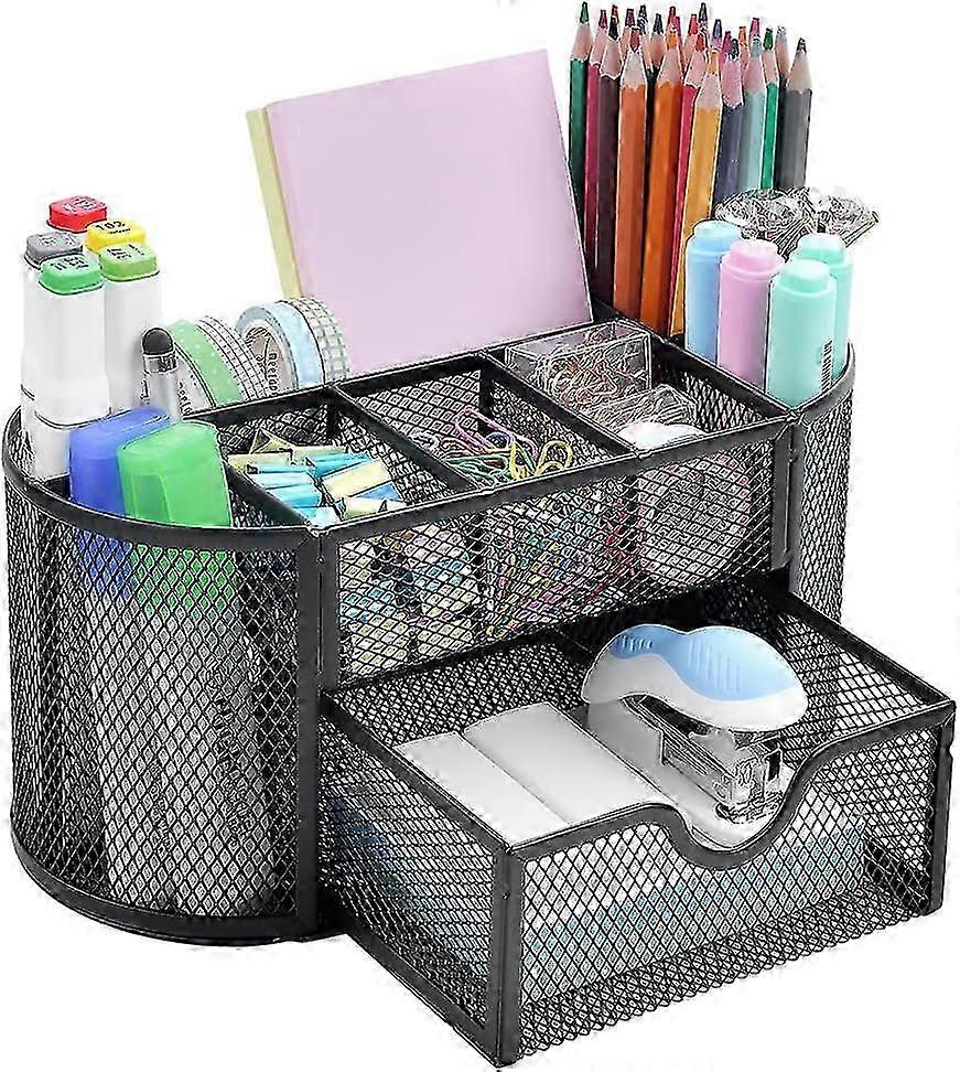 Elegant Mesh Desk Organizer, Desk Supplies Organizer with Multi-functional Stationery Caddy, Sturdy Mesh Metal Design for Your Work Or Home 