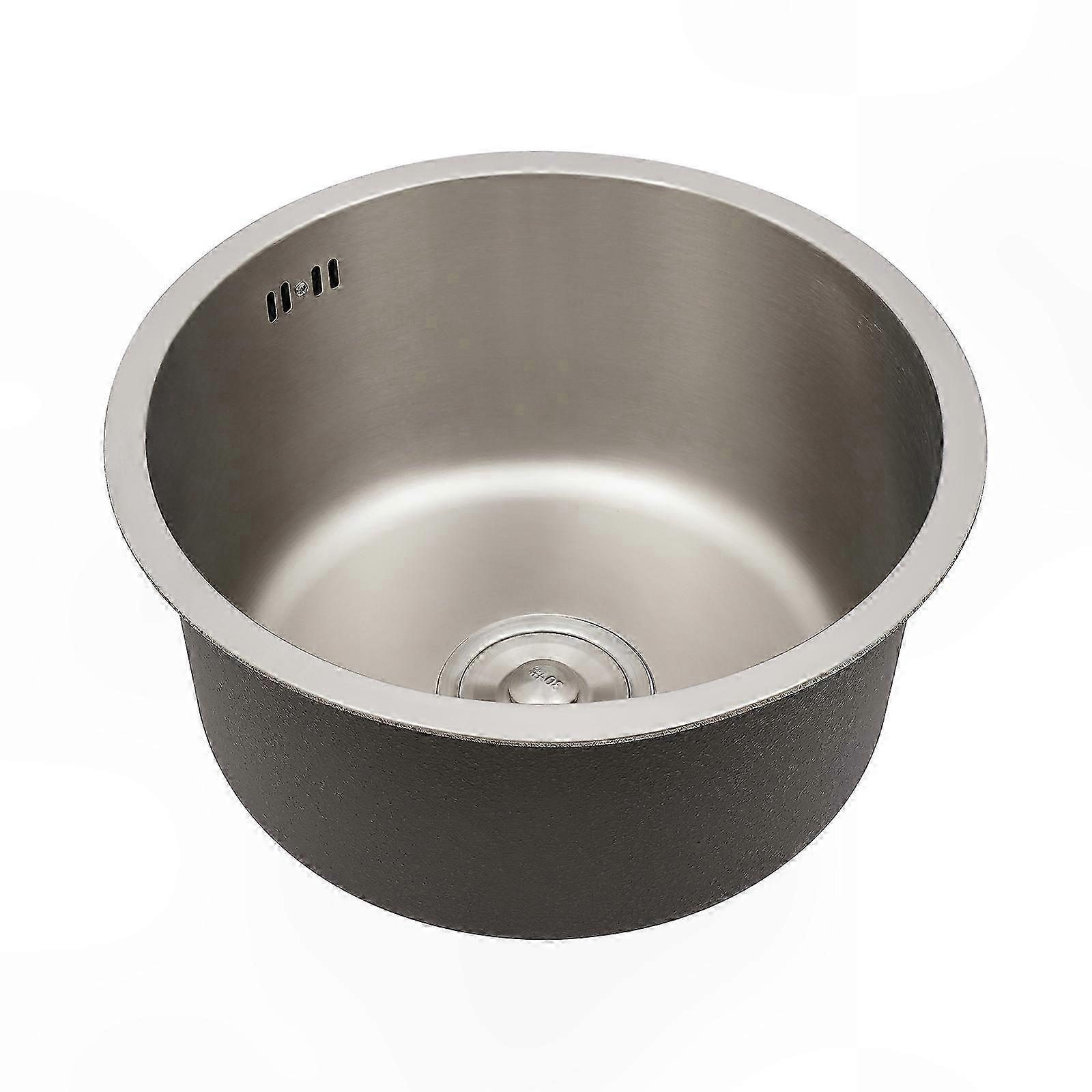 Undermonteret køkkenvask med enkelt kumme i rundt design i 304 rustfrit stål