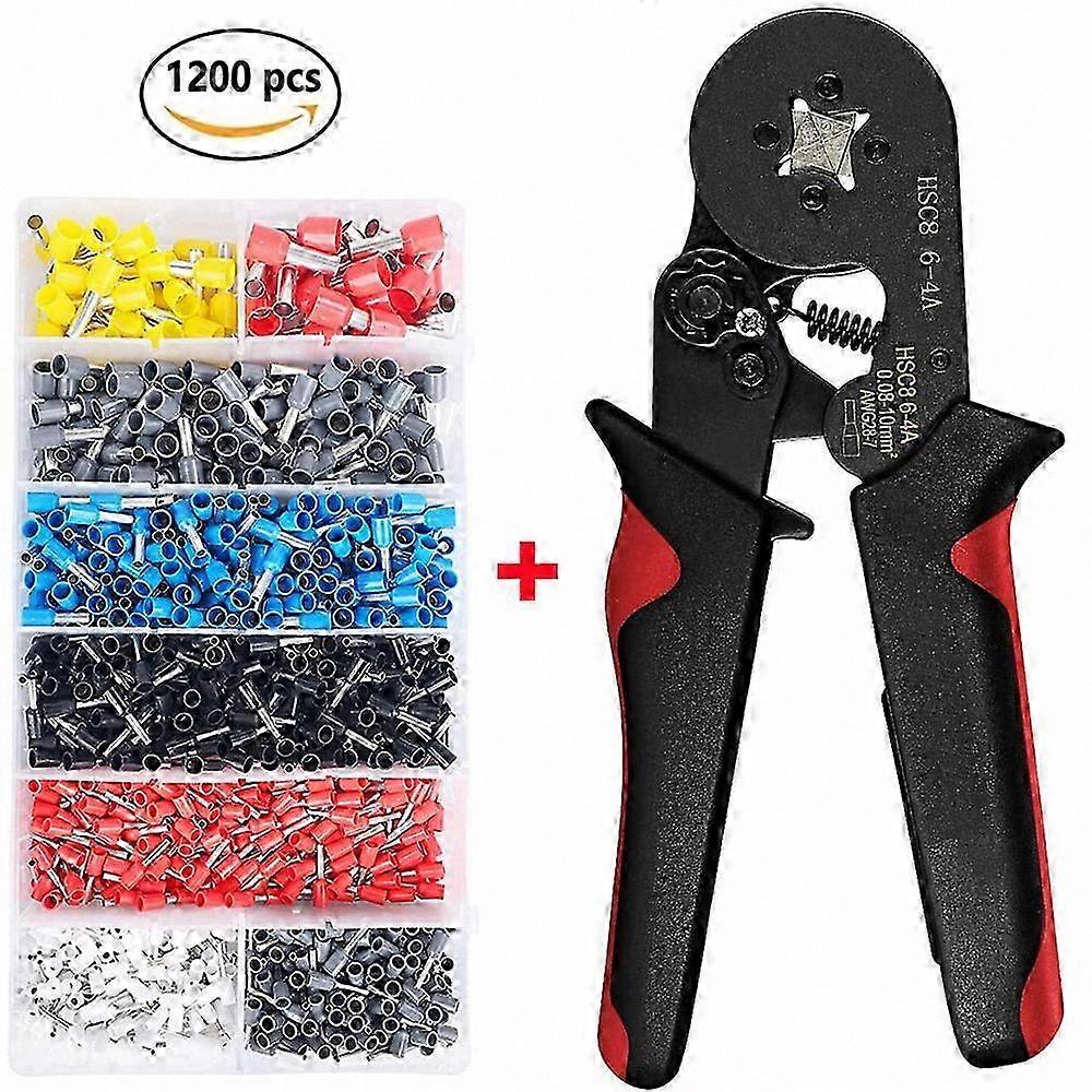 Crimping Tool Kit with 1200 Ferrules, Pliers for 0.25-10 mm² (AWG 23-7) Electrical Connections
