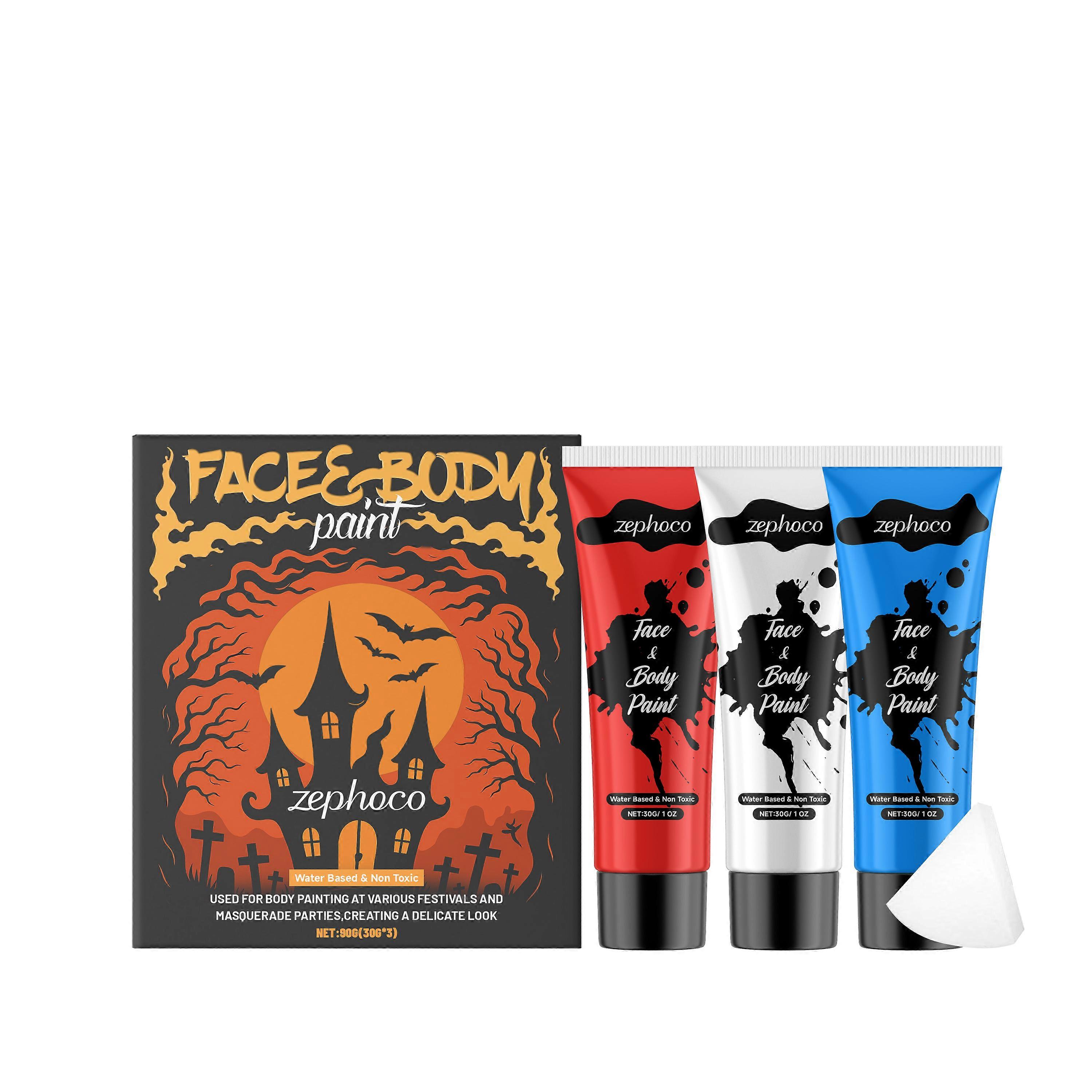 Zephoco Halloween Face And Body Painting Set, High Color Rendering Makeup, Dance Party, Creative Painting