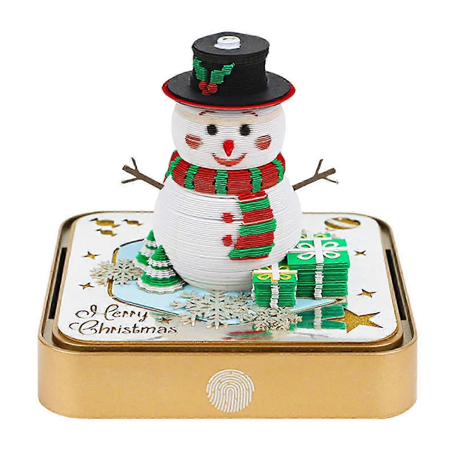 Timepiece Calendar 2026, 3D Snowman TearOff Calendar with LED Light