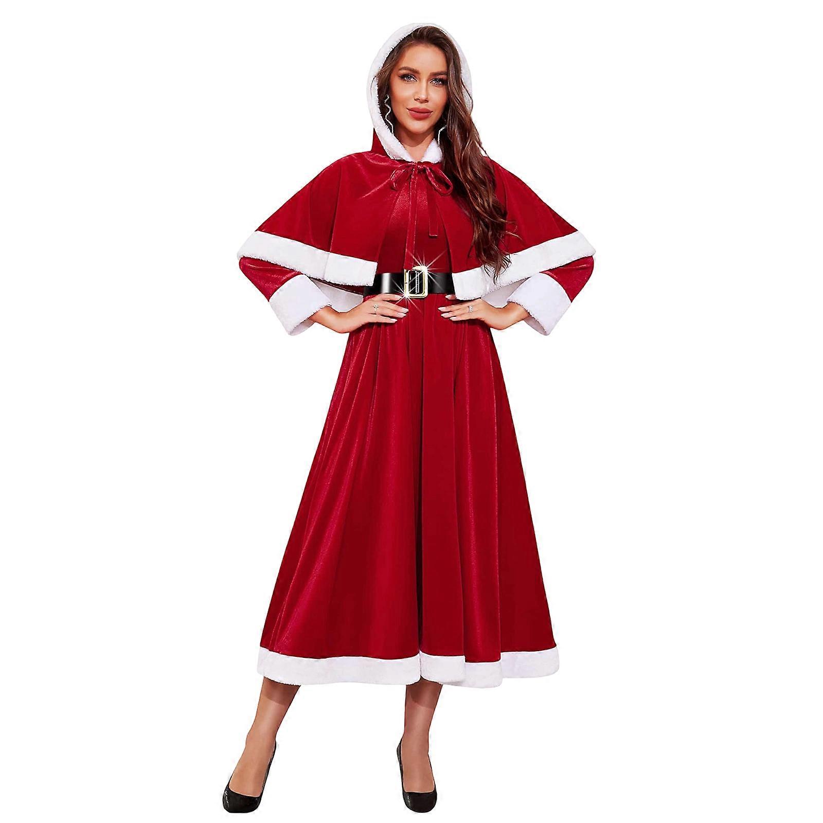 Christmas Dresses For Women Santa Costume With Removable Hooded Cloak and  Belt Holiday Party Outfit Red XL | Fruugo DE