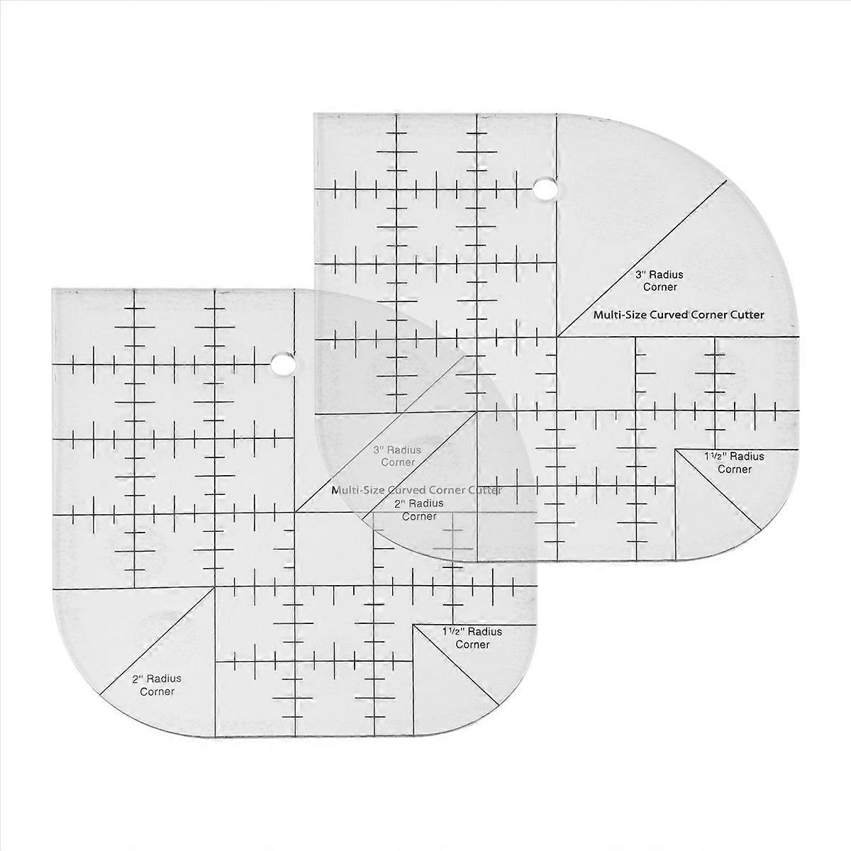 Curved Corner Cutter Quilt Ruler,Acrylic Template Patchwork Tool,2PCS