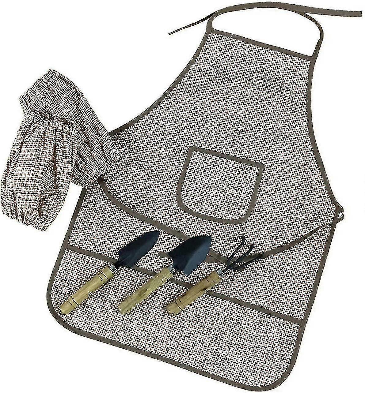 طقم بستنة للأطفال مع ساحة ، أدوات بستنة للأطفال مع أشعل النار ، مجرفة ، أكمام ومئزر قابل للغسل ، ساحة واقية مقاومة للماء للفتيات والفتيان أفضل