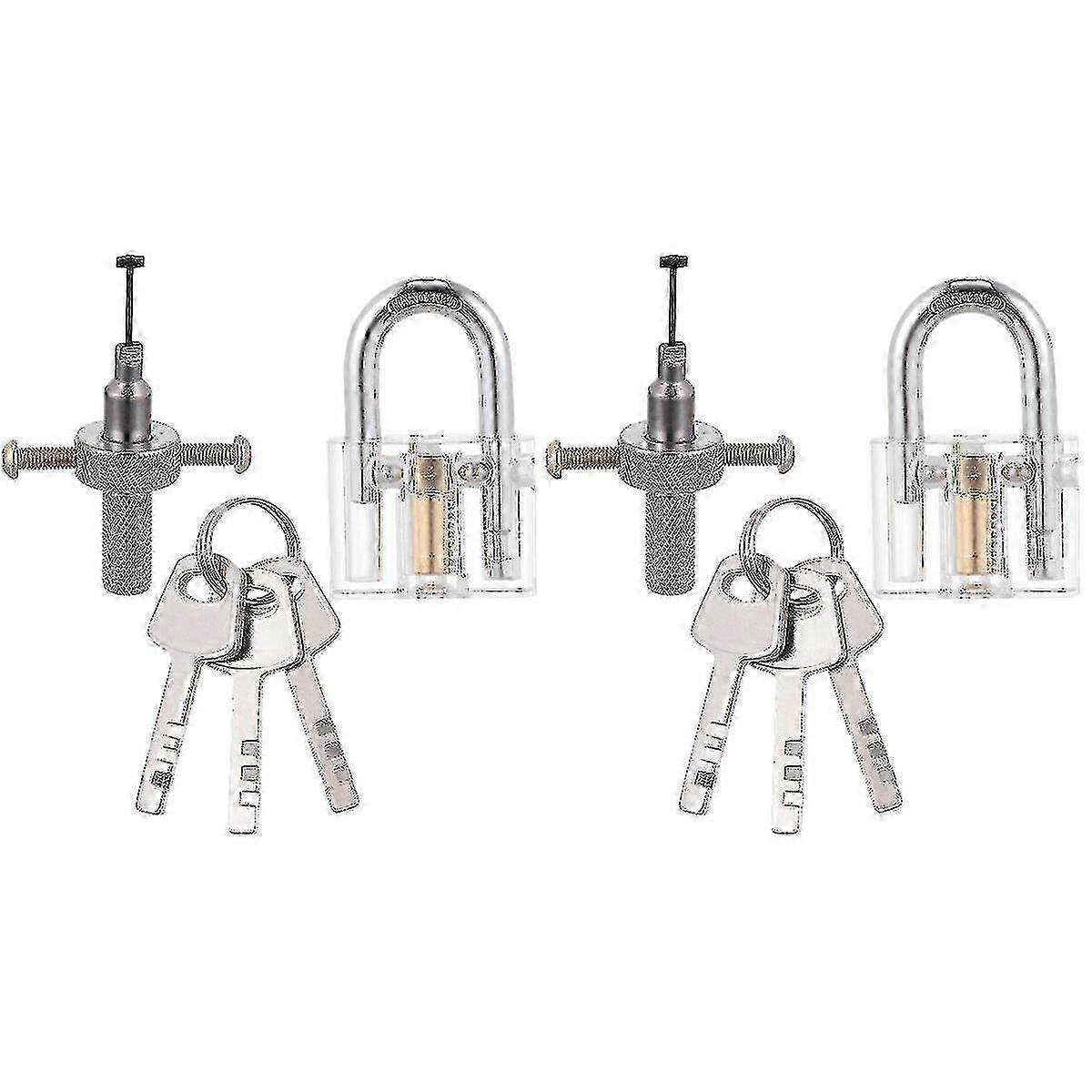 A-1 Set Transparent Blades Padlock With Disc Detainer Lock Pick Tools With 3 Keys