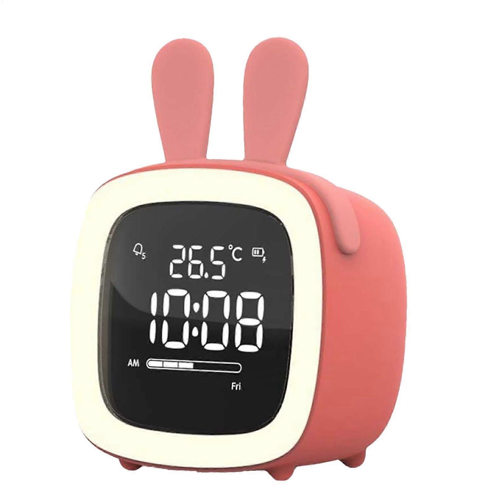 Digital Cartoon LED Night Light Alarm Clock with Snooze Function and Sleep Trainer for Kids