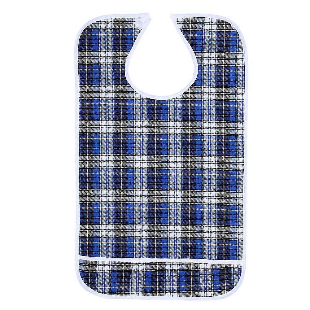 Adult Waterproof Mealtime Bib Double Layer Elder Dinning Clothes Protector Blue