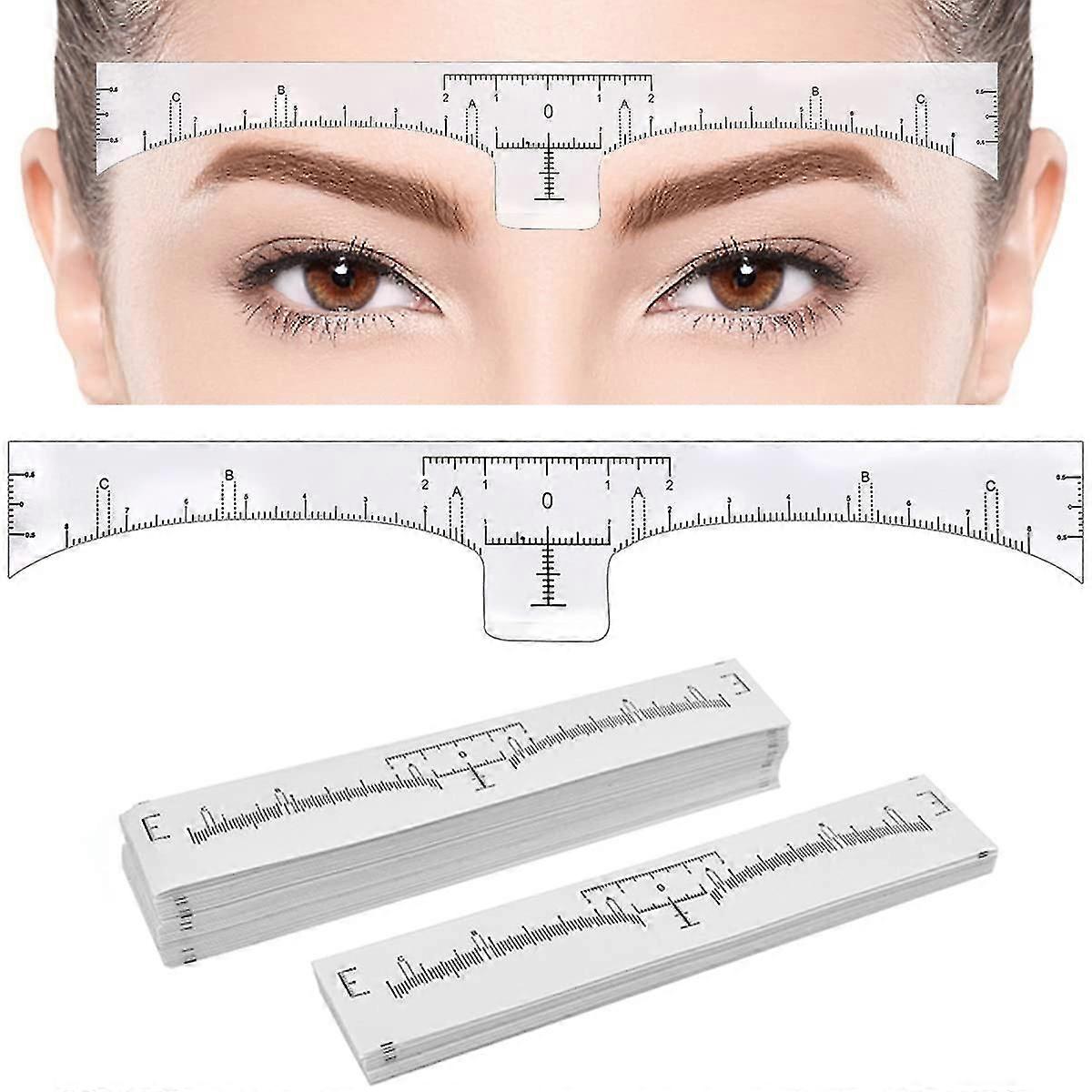 100pcs Eyebrow Ruler Disposable Brow Ruler Adhesive Eyebrow Sticker Stencil Guide Measuring Tool For Makeup