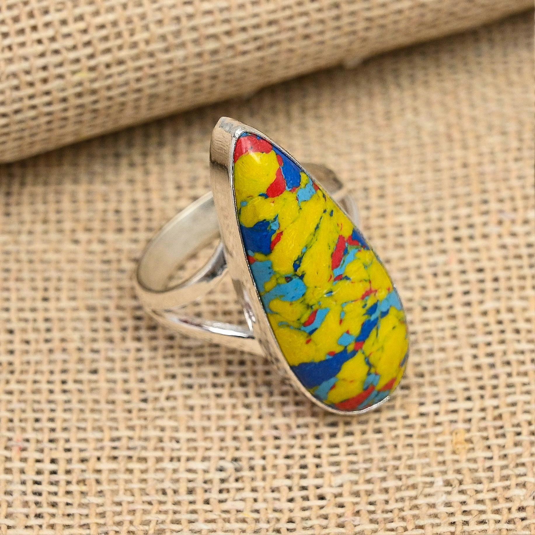 Mosaic Jasper Gemstone Handmade Solid 925 Sterling Silver Wedding Jewelry Ring