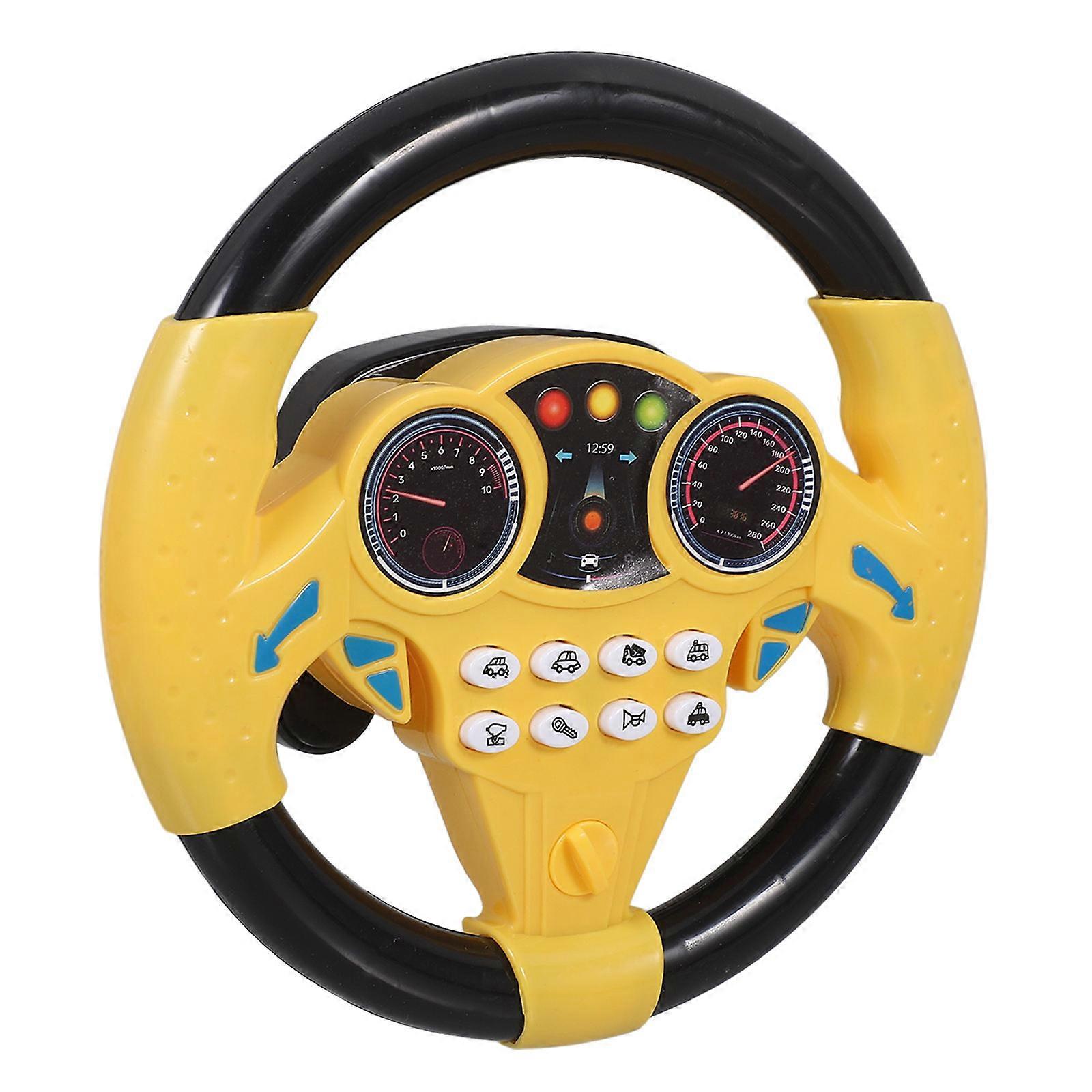 Simulation Steering Wheel Driving Toy For Children With Sound Light Effects And Simple Design Of Yellow Color In A 1Set Package
