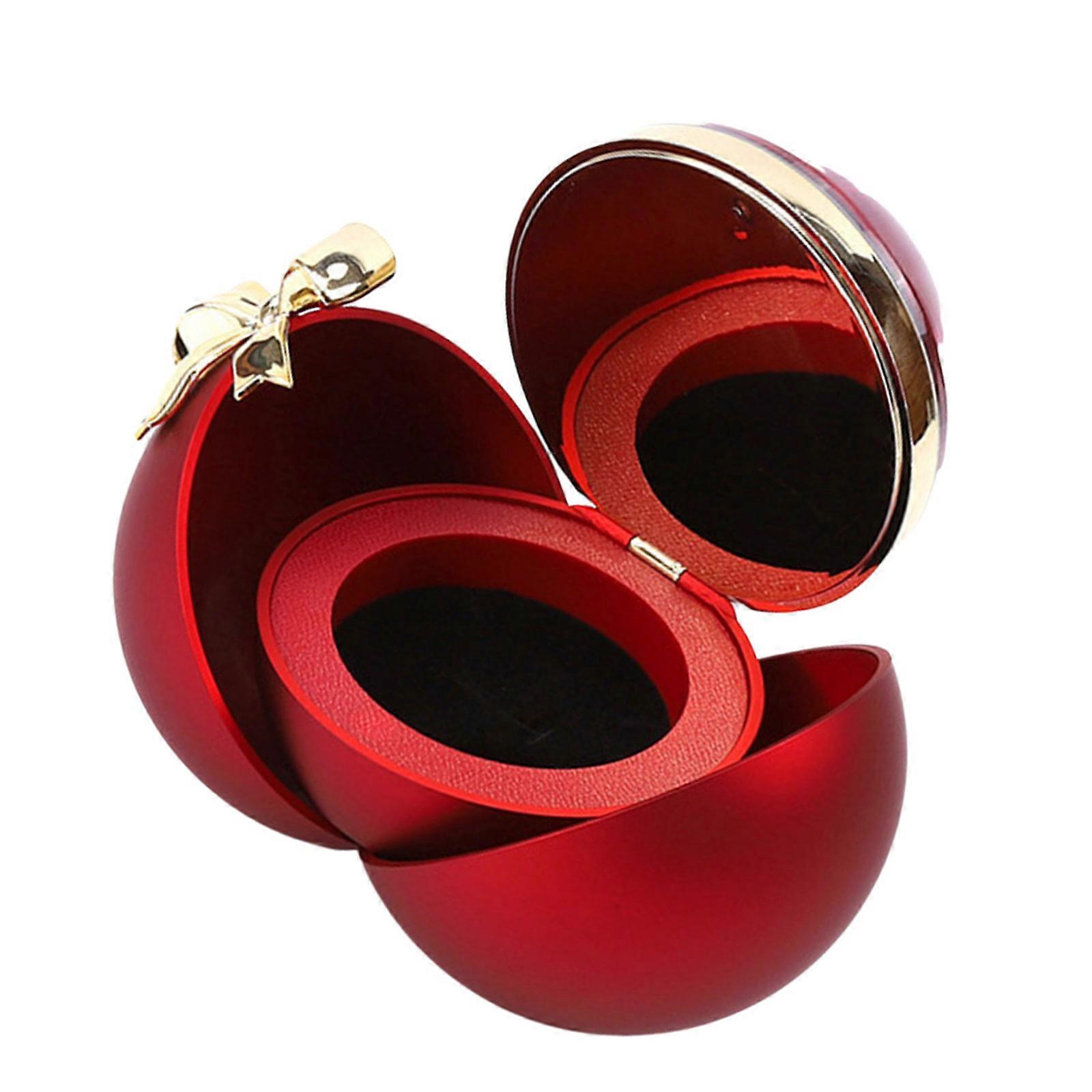 Beautiful Sphere Shape Rings Holder Delicate Rose Rings Box with Sphere Shape For Memorable Proposal Event  Red