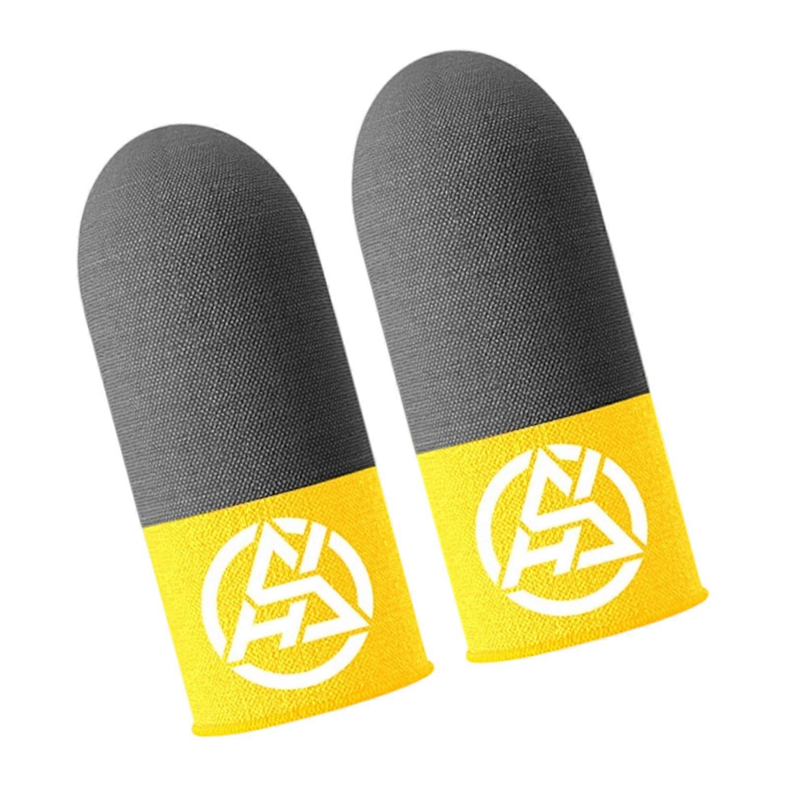 Premium Silver Fiber Gaming Finger Sleeves With Luminescent Design Multiple Device Compatibility And Ergonomic Fit 2pcs  yellow gray