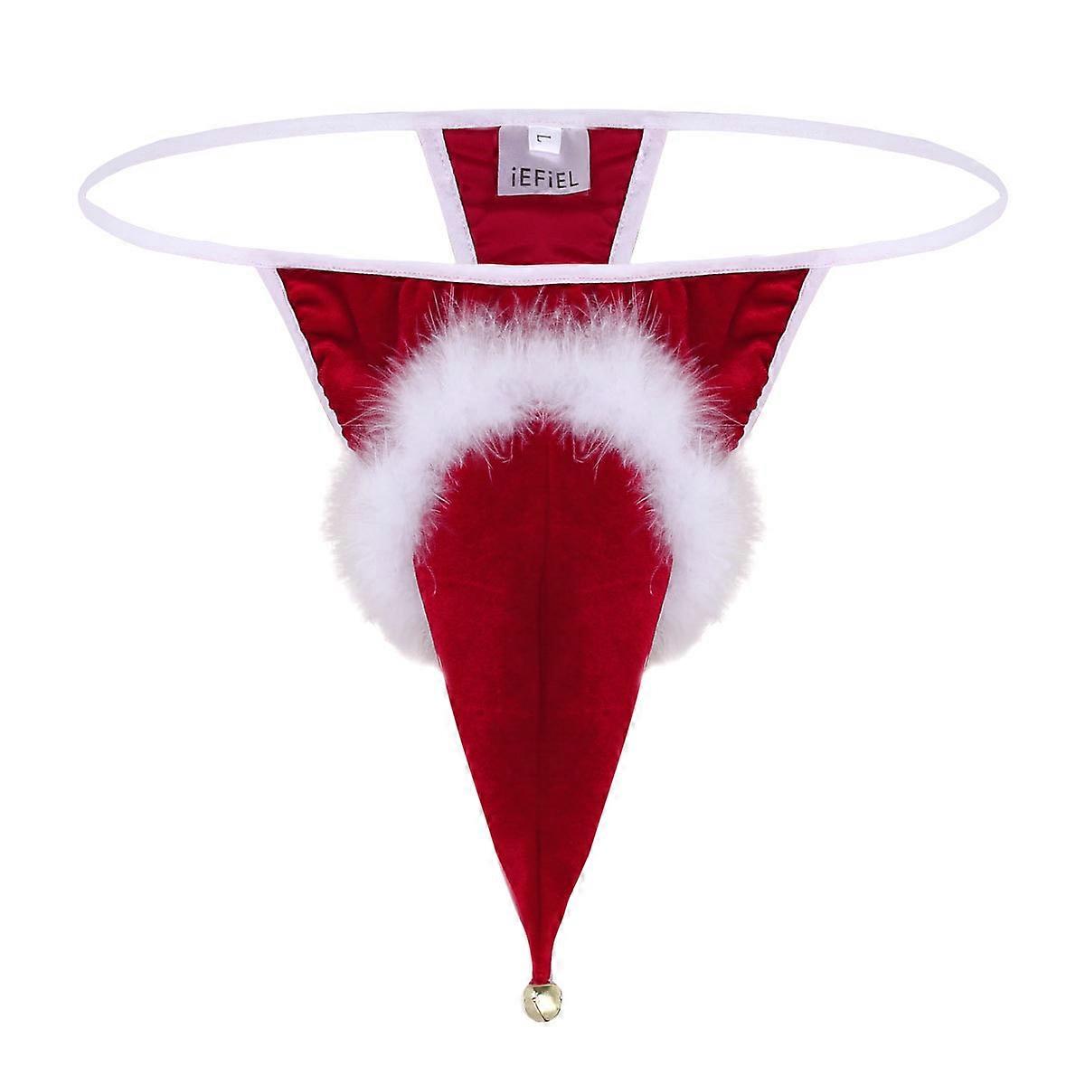 Rode kerstslips voor heren, string, kerstmuts, buidel, onderbroek, string