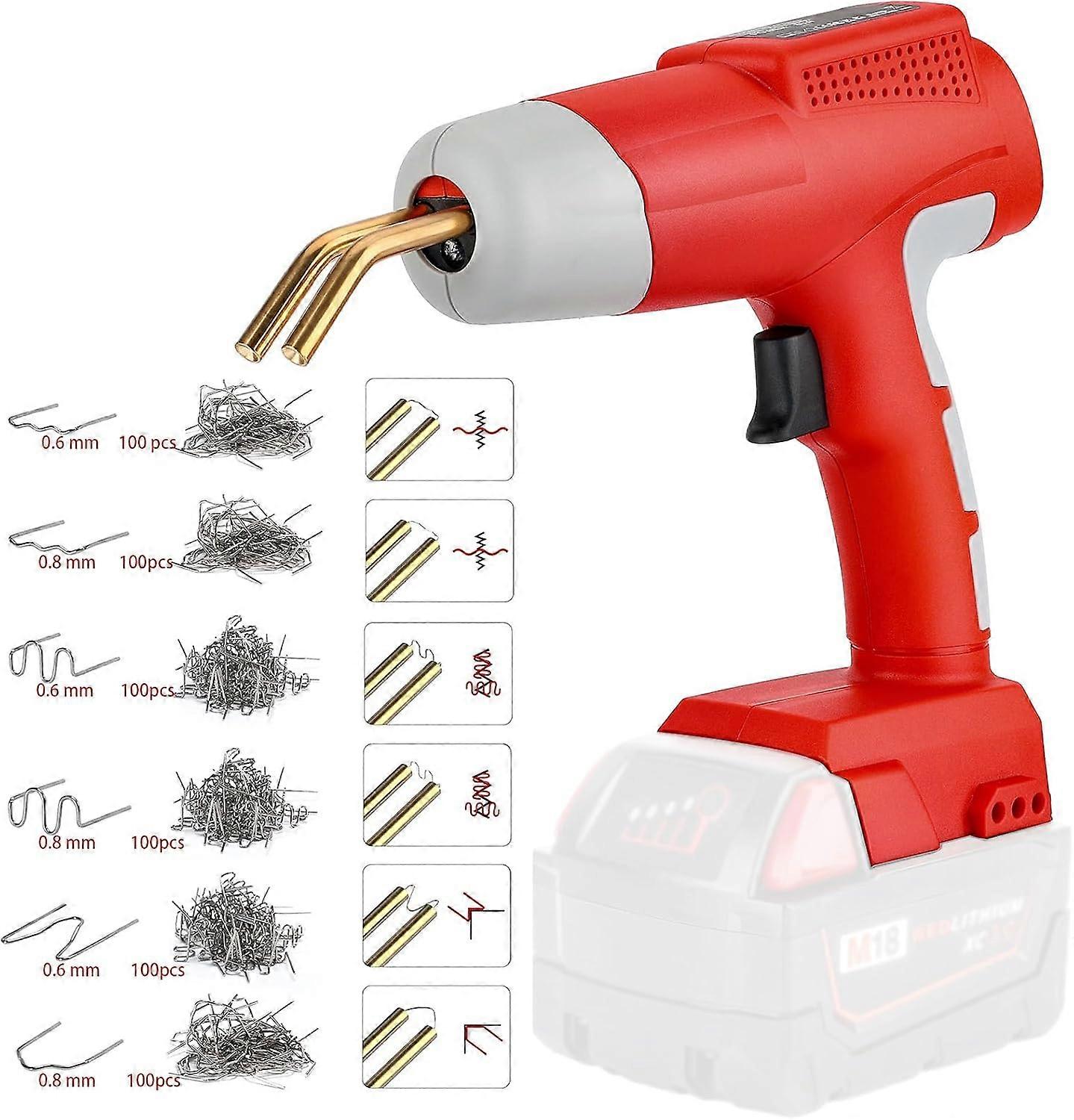 Cordless Plastic Welder Gun For Milwaukee 18V For M18 Battery with 600PCs Hot Staples Plastic Welding Kit for Car Bumper and other plastic Repairing