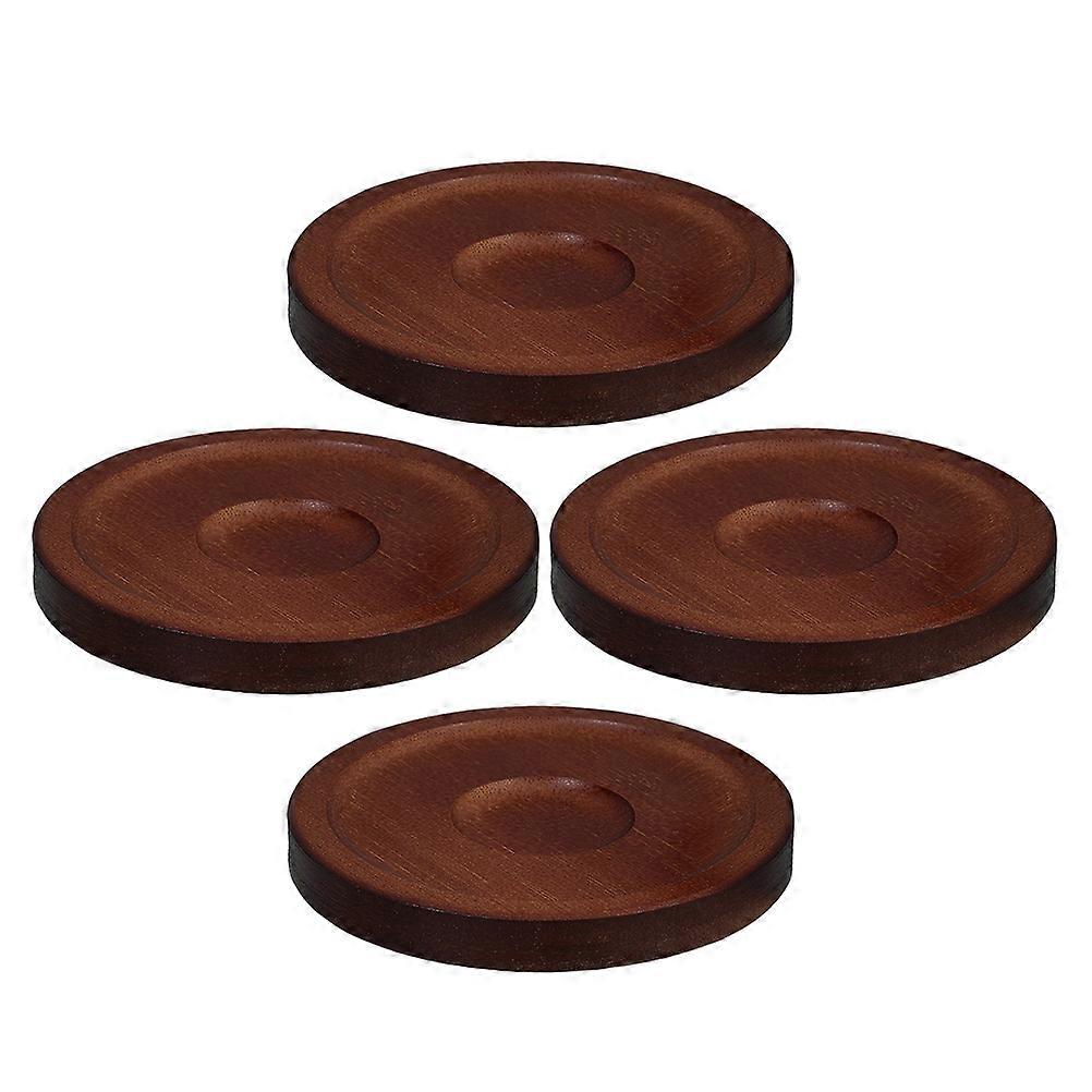Rotatable Wood Coasters Drink Coaster for Home 4Pcs Dark Red