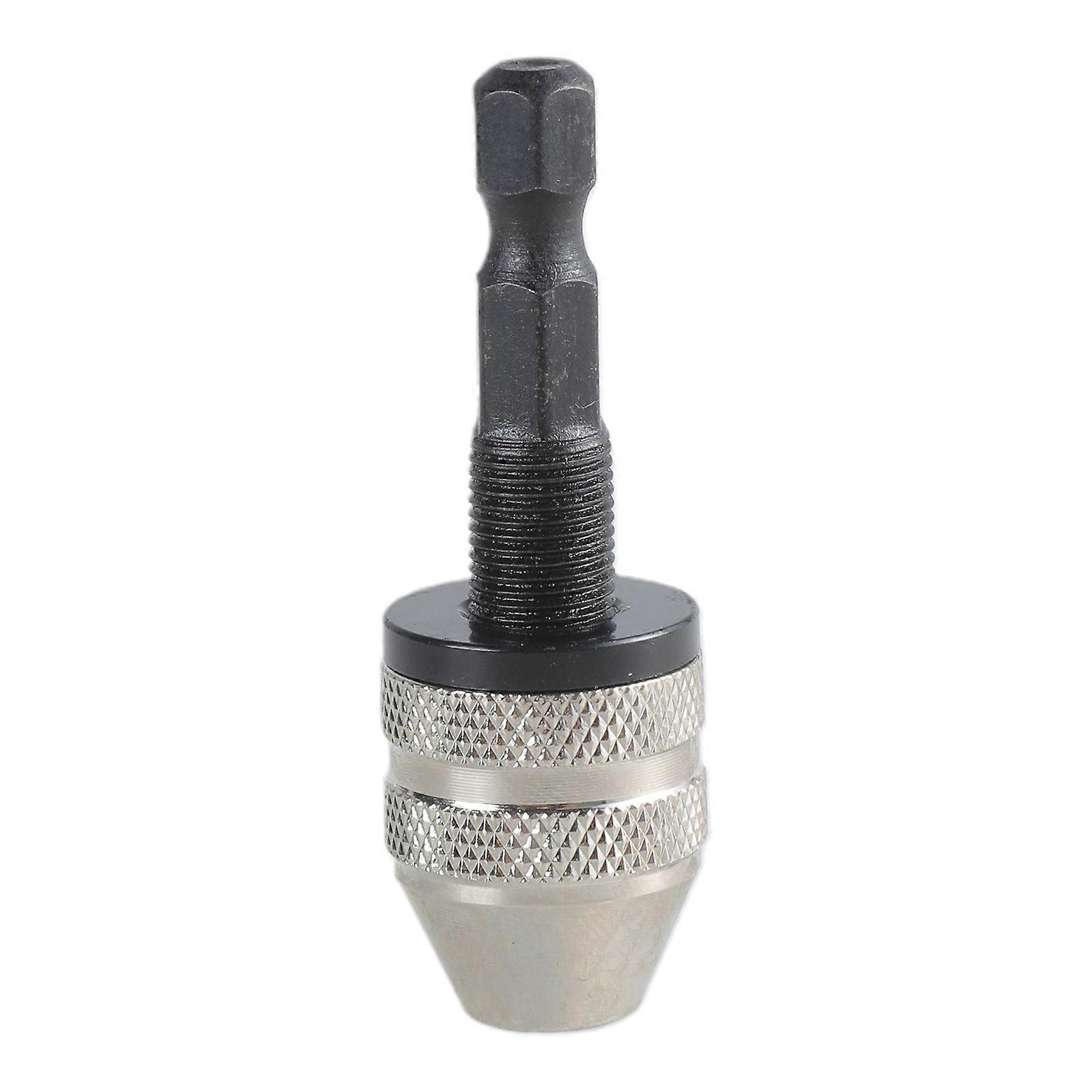 New 6mm 1/4" Keyless Drill Bit Chuck Hex Shank Quick Change Adapter Converter  Silver