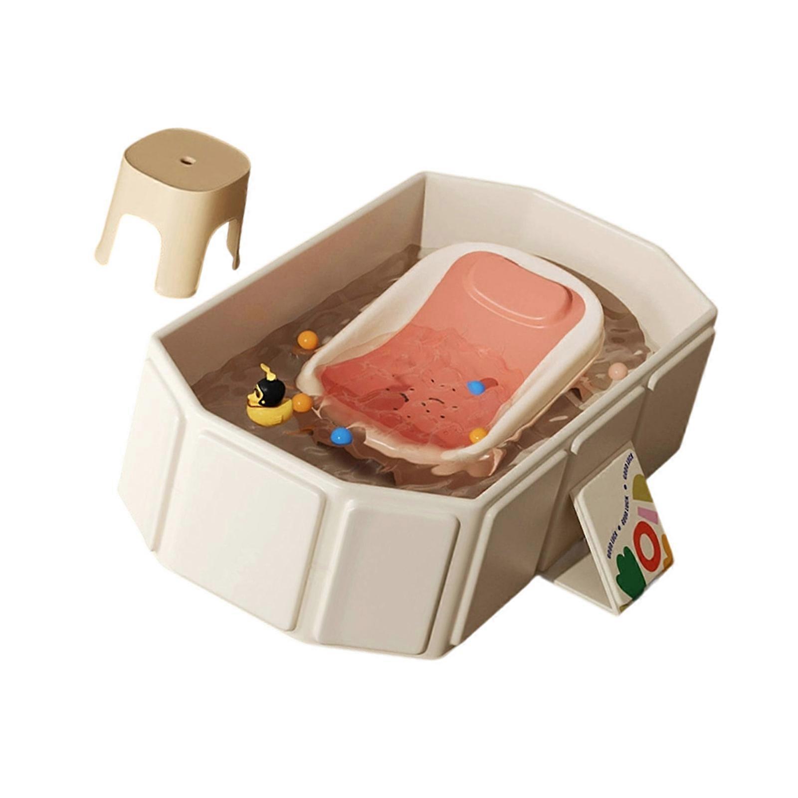 Lightweight Infant Bath Tub Slip Resistant Base Portable Design Safe PVC Bathing Tool Set For Newborns To Toddler  White