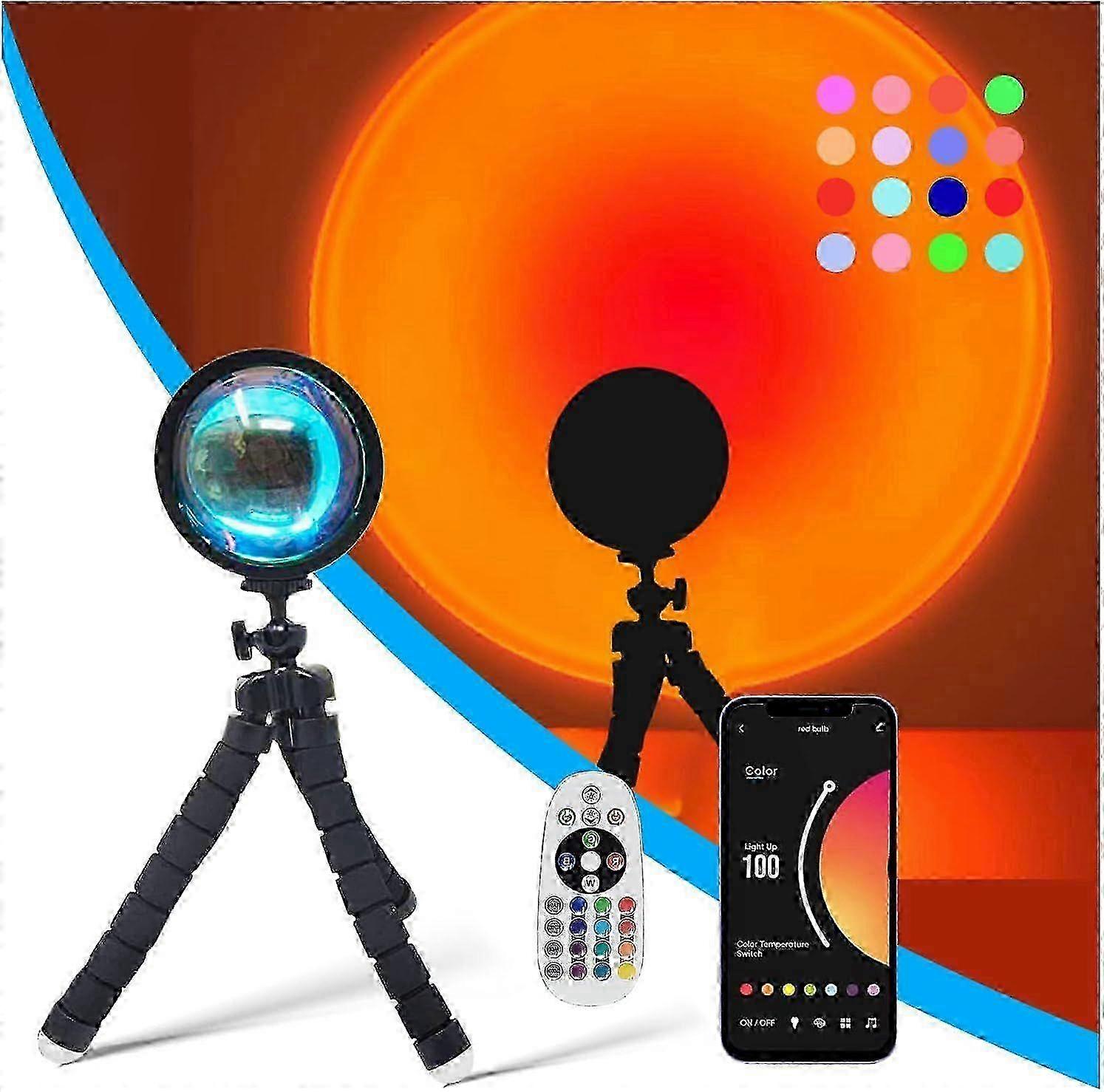 Sunset Projection Lamp with Remote/APP Control, Multi-Color Changing LED Sunset Light Night Light,360 Degree Rotation Sunset Lamp for Photography/Part
