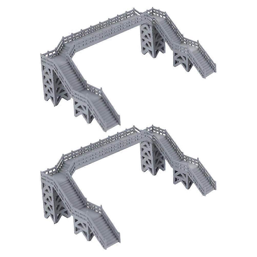 Bridge Toy For Railway Layout Miniature Footbridge Rectangular Shape Decorative Use 2Pcs