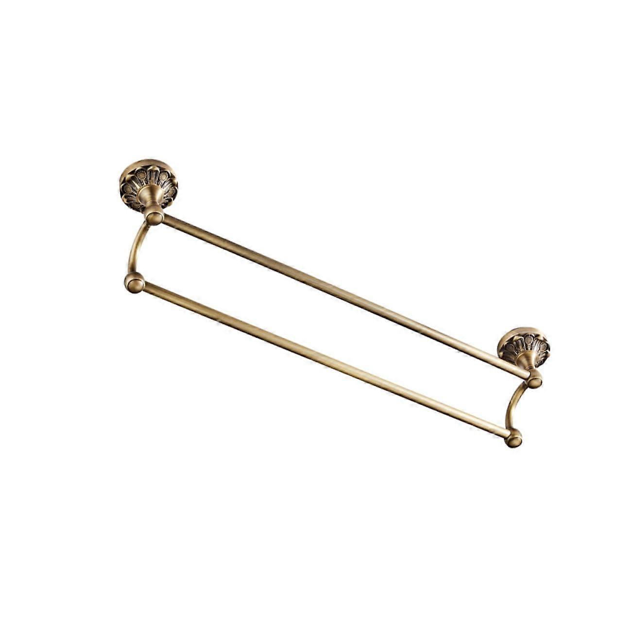 Bronze Wall Mounted Double Rod Towel Rack with Embossed Retro Design for Bathroom and Hotel Use