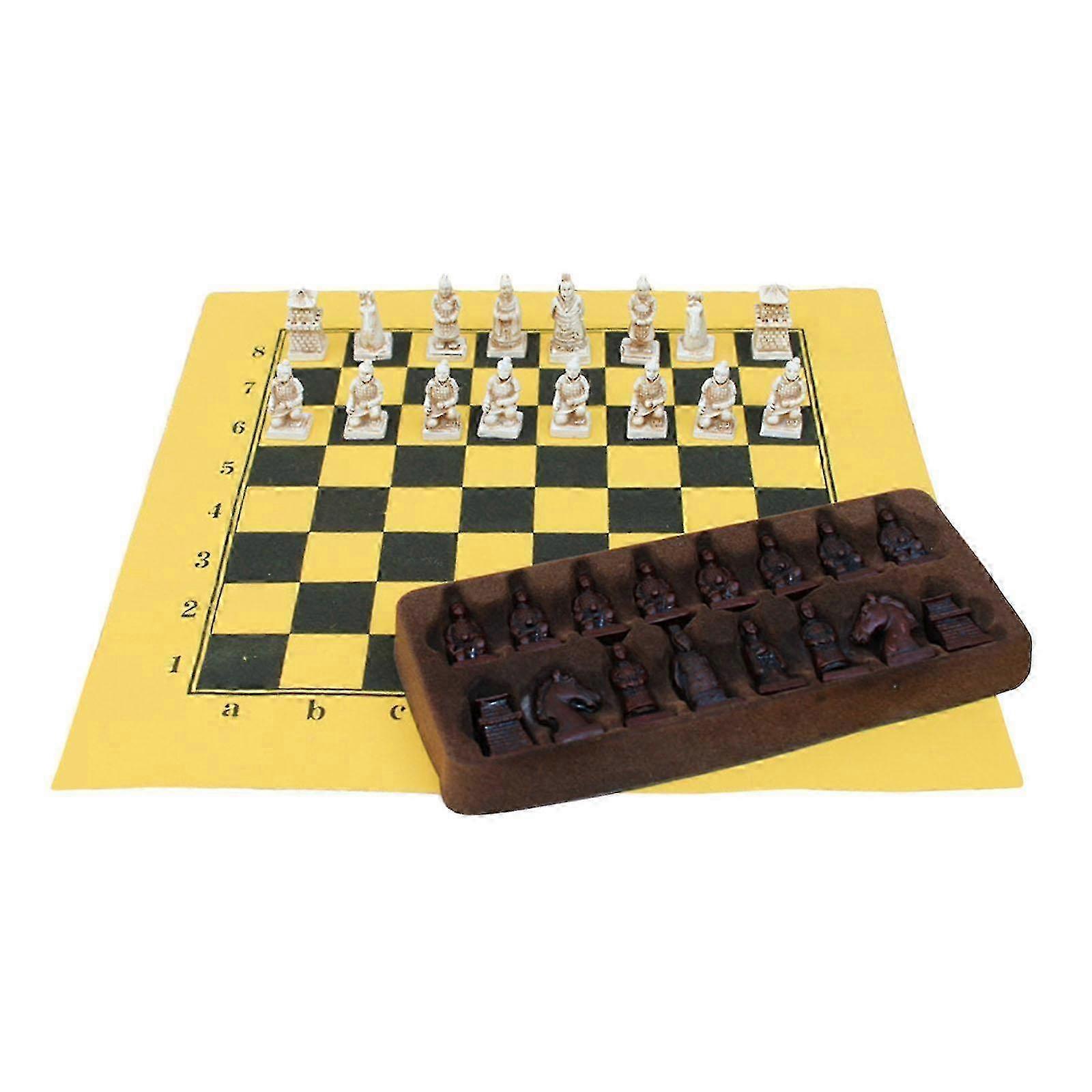 Chess Set Featuring Terracotta Horses for Board Game Lovers