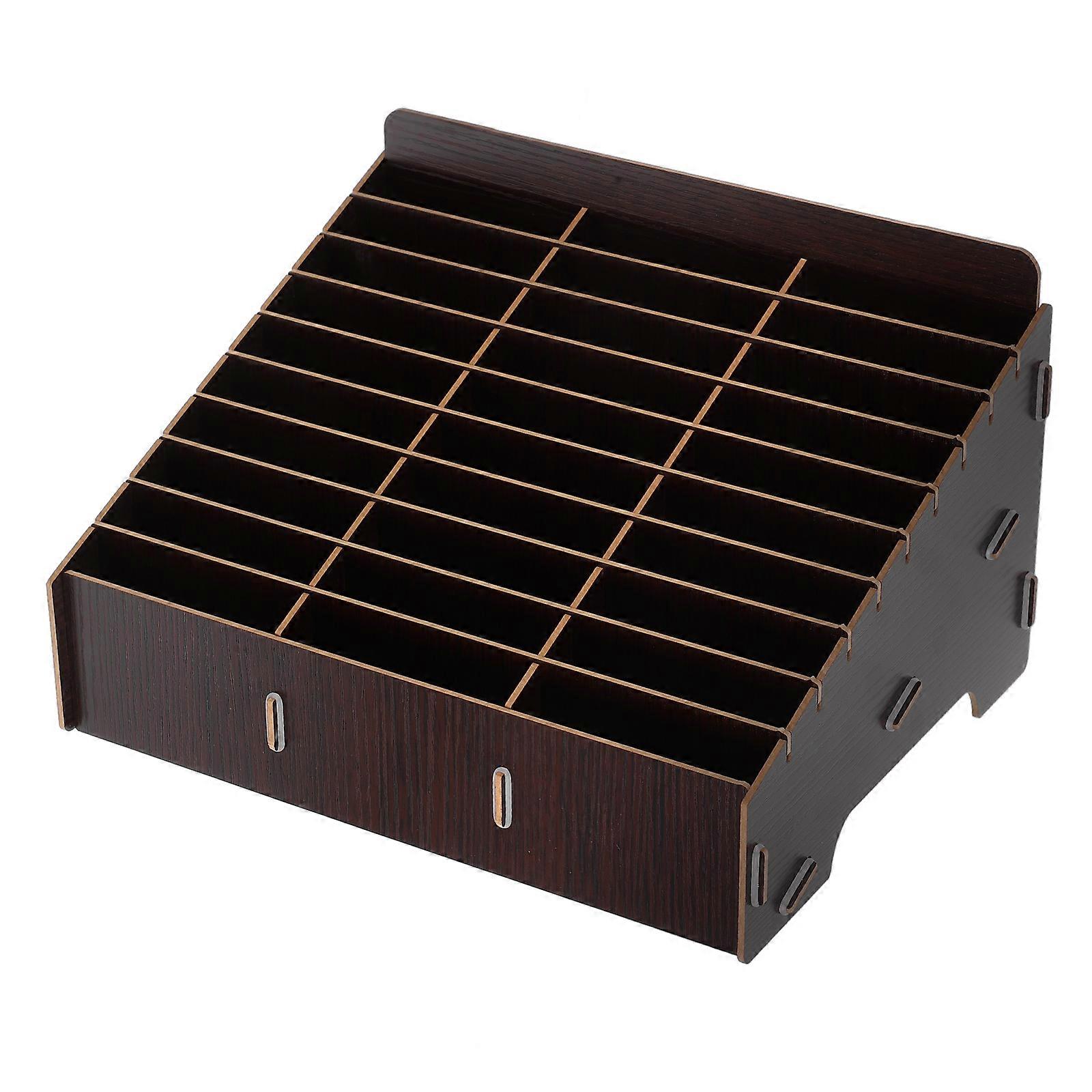 Multi Compartment Wooden Phone Storage Box for Office and School with 30 Compartments