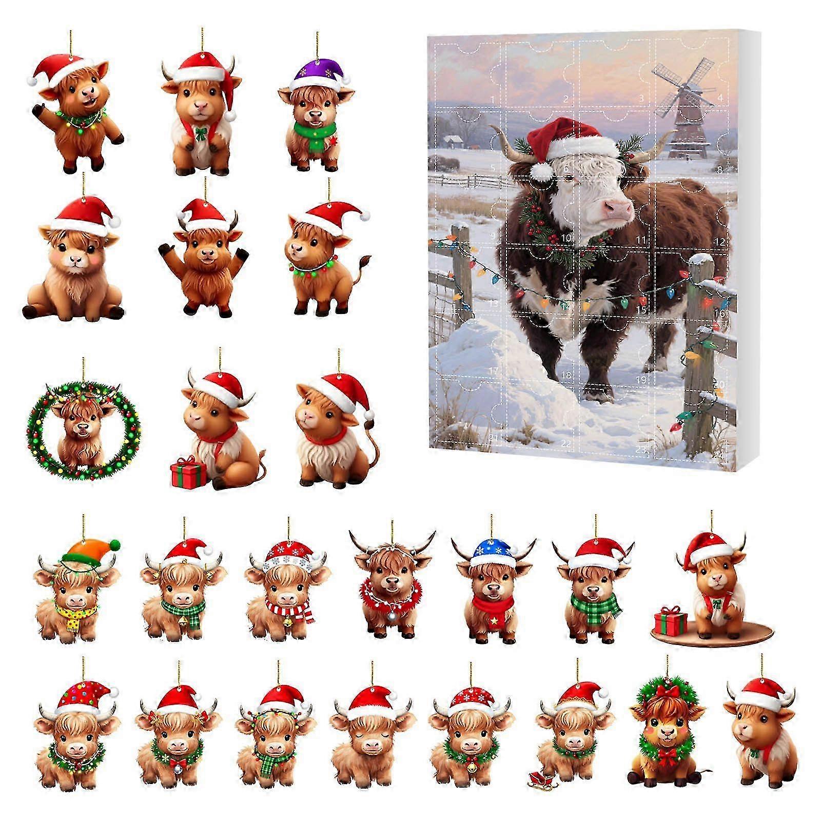 Festive Advent Calendar with Highland Cow Christmas Countdown