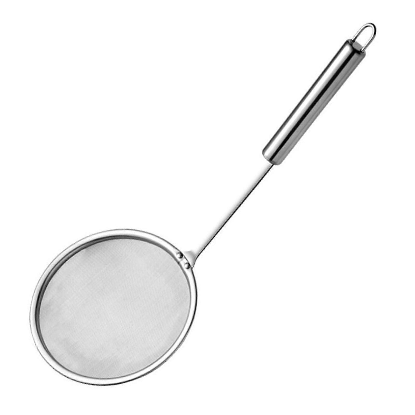 Stainless Steel Fine Mesh Skimmer Spoon with Long Handle for Hot Pot Soup Grease and Foam