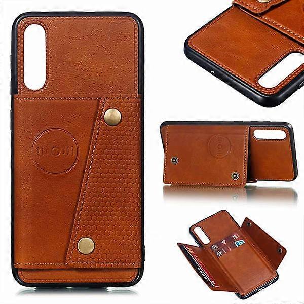 Compatible with Samsung Galaxy A50 - Practical Smart Case with Card Slot Light Brown