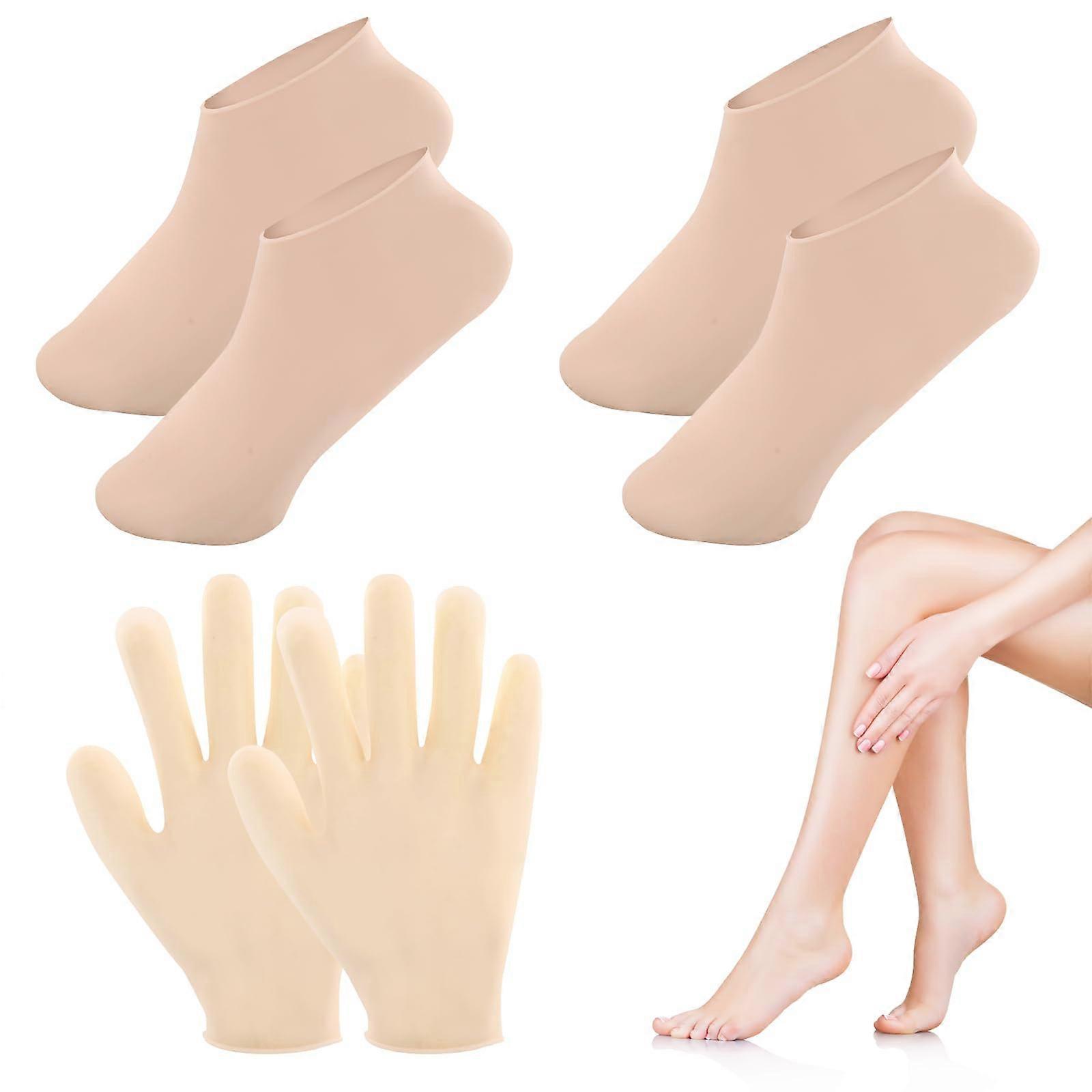 Moisturizing Silicone Socks and Gloves Set for Deep Hydration and Overnight Skin , 3 Pairs