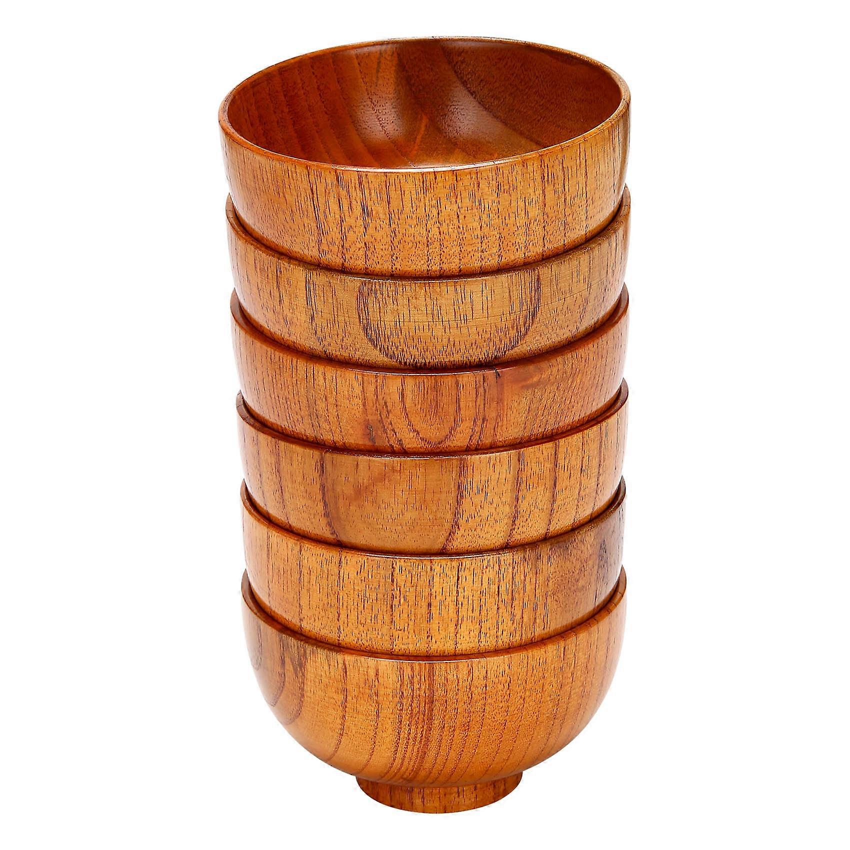 6 stk. treboller serveringsservise til ris, suppe, dipp, trebolle