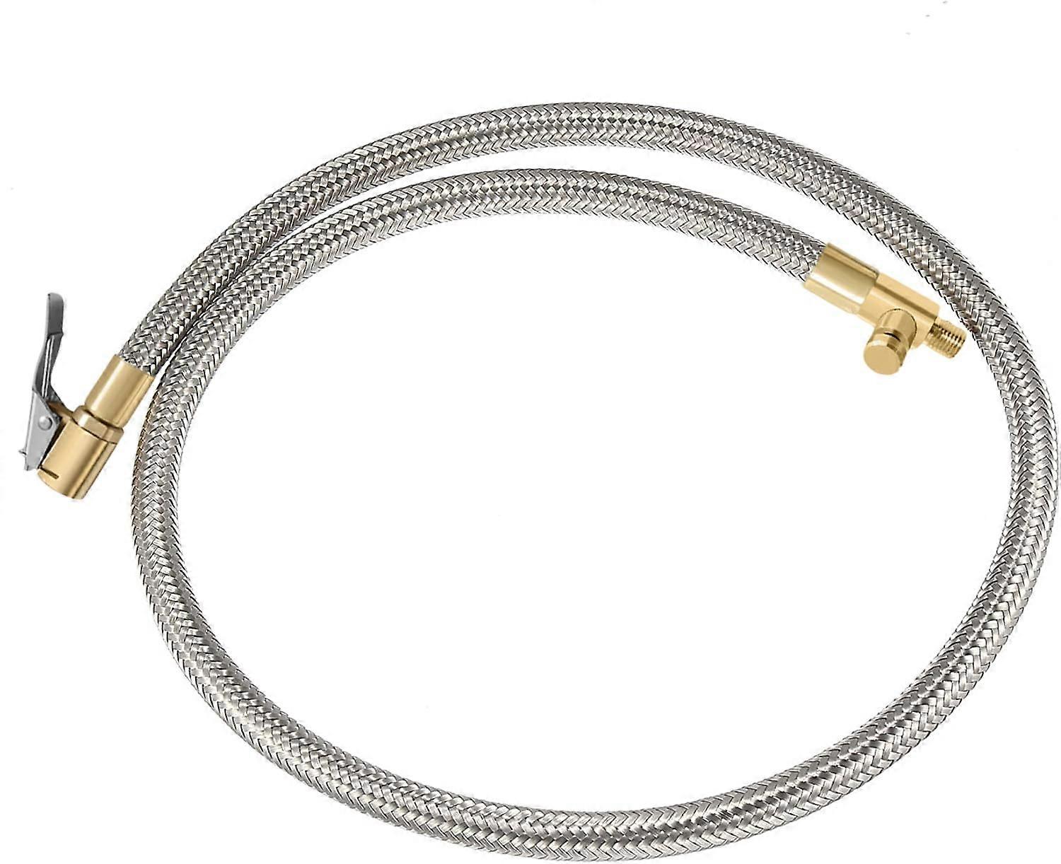 Tire Inflator Hose with Quick Connect Air Chuck, Flexible Stainless Steel 80cm for Car and Motorcycle