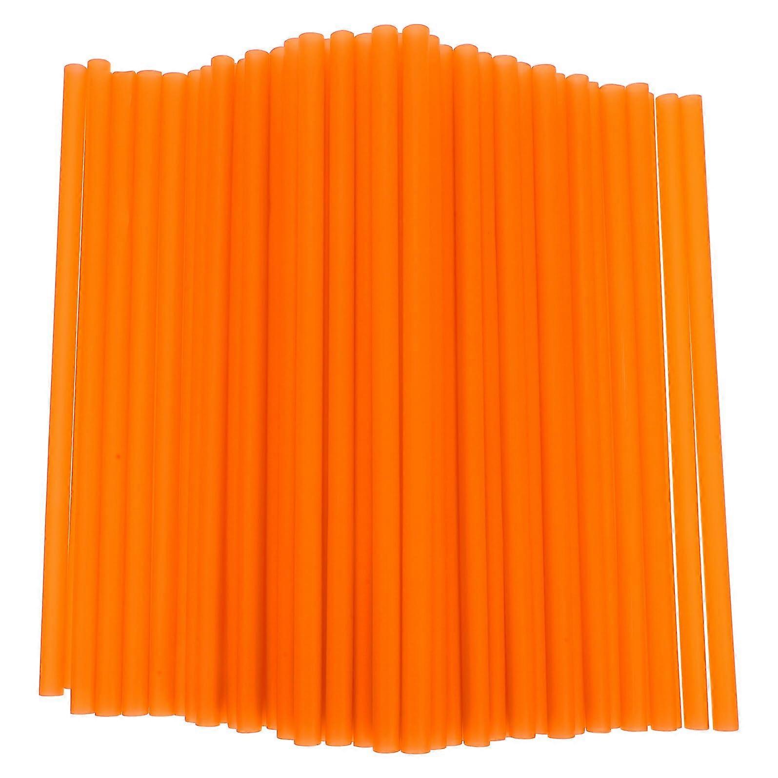 100pcs Plastic Drinking Straws Wide SmoothieFriendly FlatMouth Durable Party Design Orange